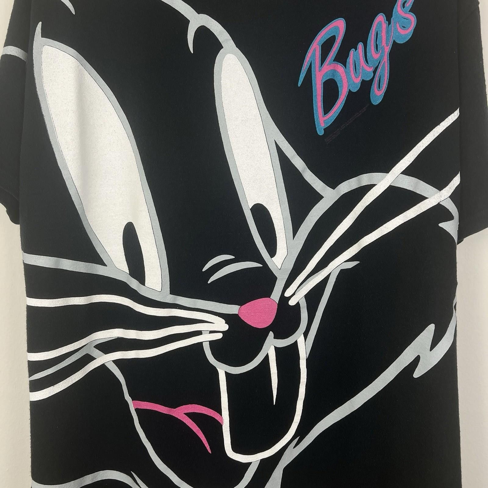 Other Vintage 90s Bugs Bunny Looney Tunes AOP Black T Shirt Large Size US L / EU 52-54 / 3 - 2 Thumbnail