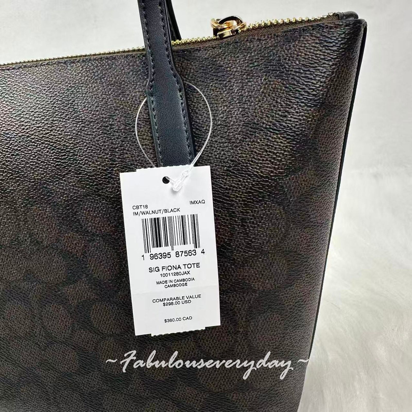 Coach Coach Fiona Zip Tote Signature Canvas/Gold/Walnut/Black Size ONE SIZE - 5 Thumbnail