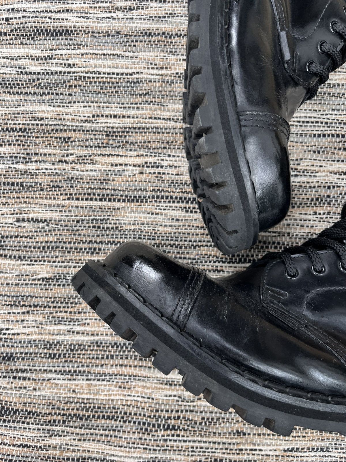 New Rock Vintage Steel Black Combat High Boots Military Biker Y2K Size US 10.5 / EU 43-44 - 4 Thumbnail