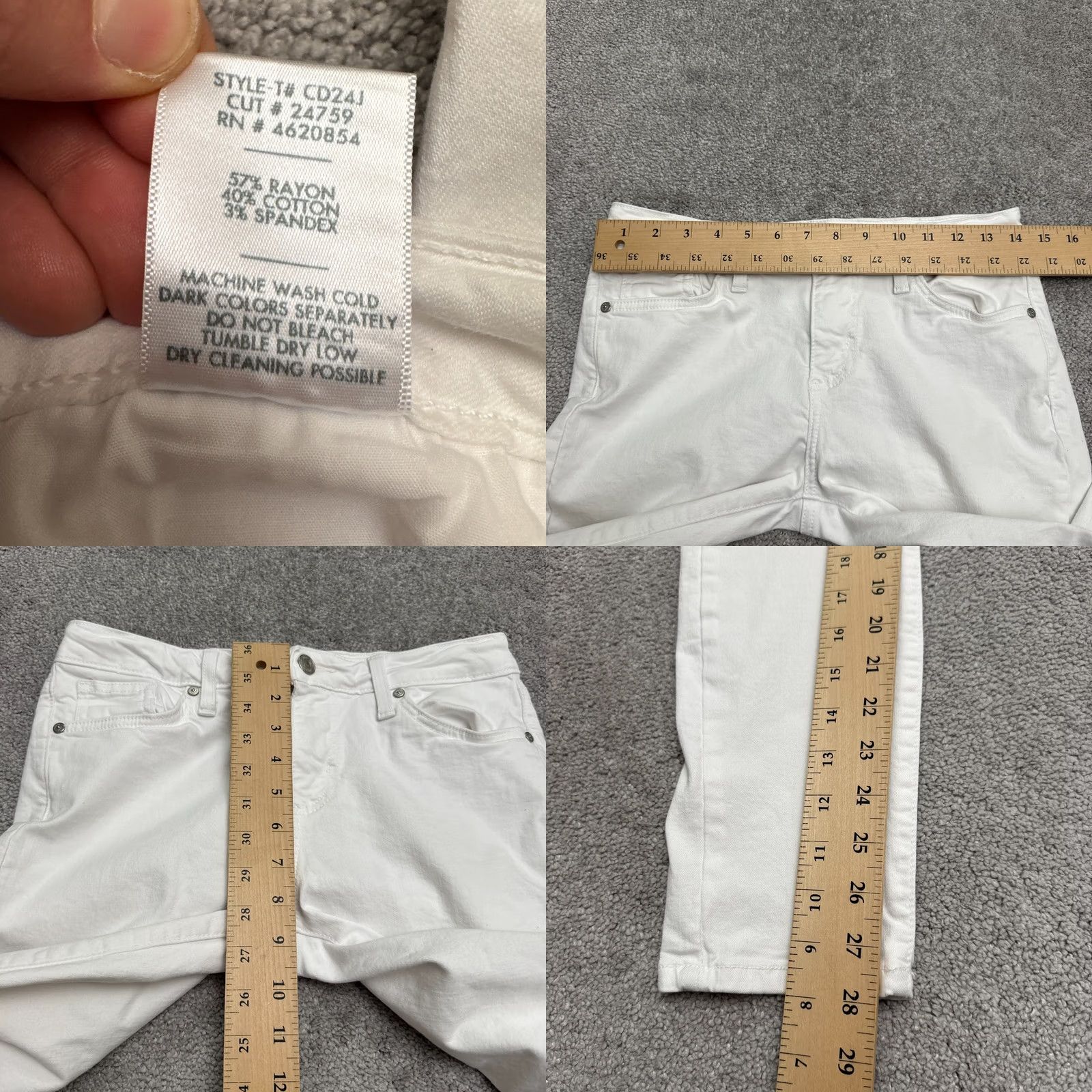 Denime JUST BLACK Jeans Womens 27 White Mid Rise Skinny Denim 28x28 Casual Stretch 5-Pocket City Streetwear Mens? Size 28" / US 6 / IT 42 - 8 Thumbnail