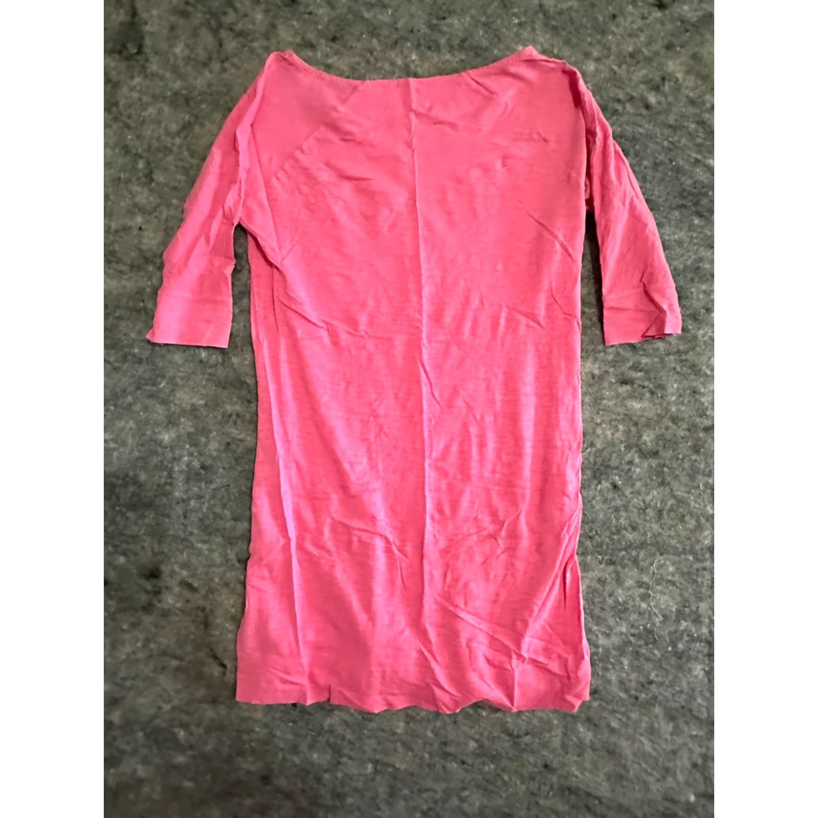 Lilly Pulitzer Lilly Pulitzer Cassie Pima Cotton 3/4 Sleeve Pink T-Shirt Dress Solid Boat Neck Size S Womens Regular Short Dress Size S / US 4 / IT 40 - 2 Thumbnail