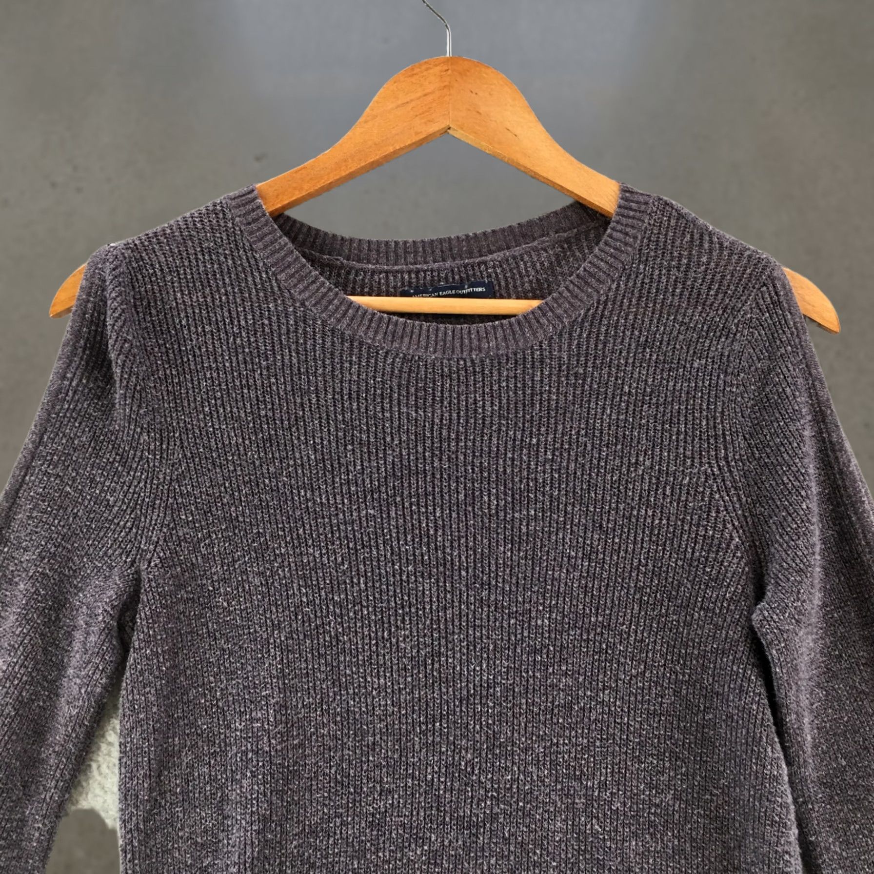 American Eagle Outfitters American Eagle Outfitters Sweater Shirt Womens S Purple Cotton Blend Knit Open Sleeve Crew Neck Pullover Classic Knit Size S / US 4 / IT 40 - 1 Thumbnail