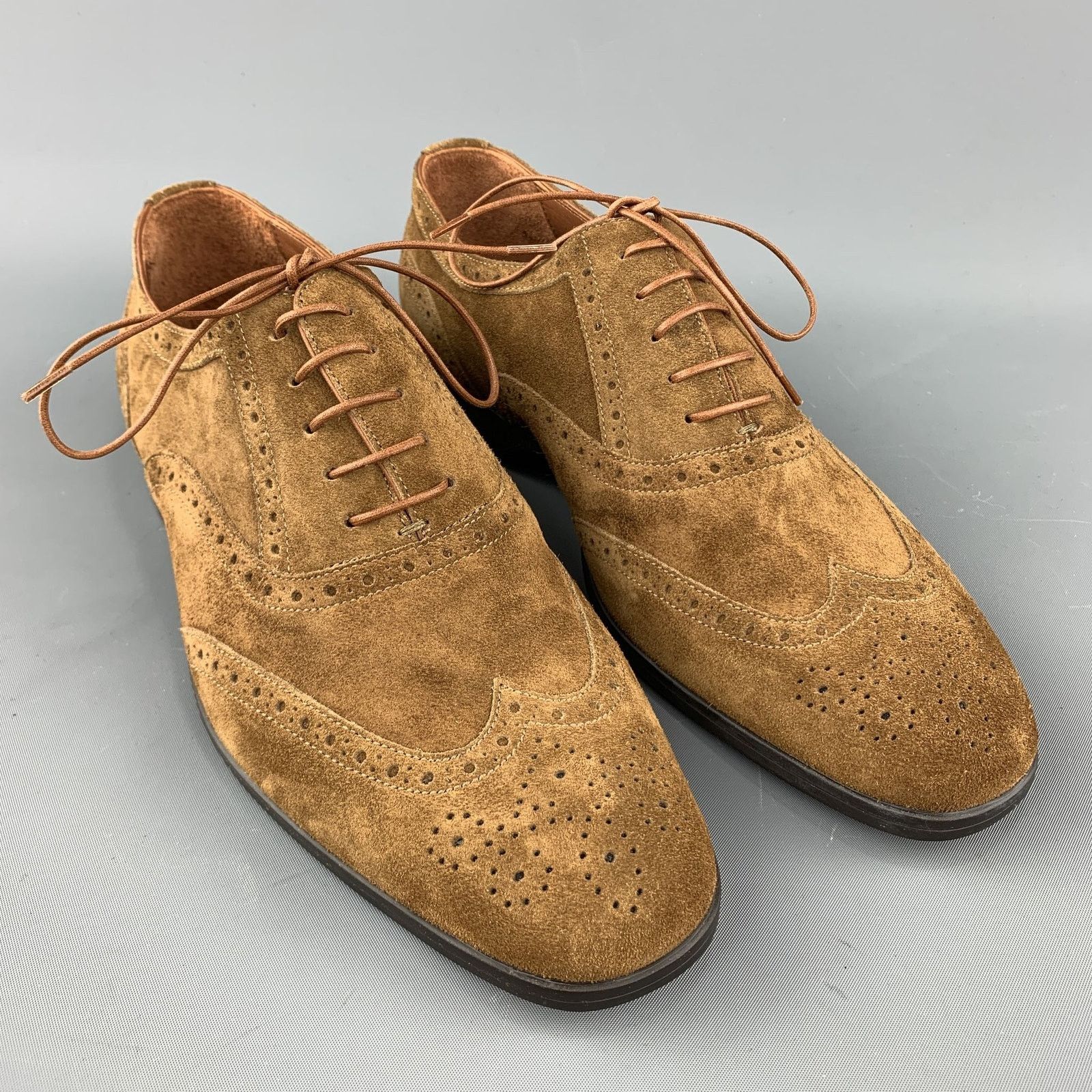 Ralph Lauren RALPH LAUREN Brown Perforated Suede Wingtip Lace Up Shoes Size US 8 / EU 41 - 2 Thumbnail
