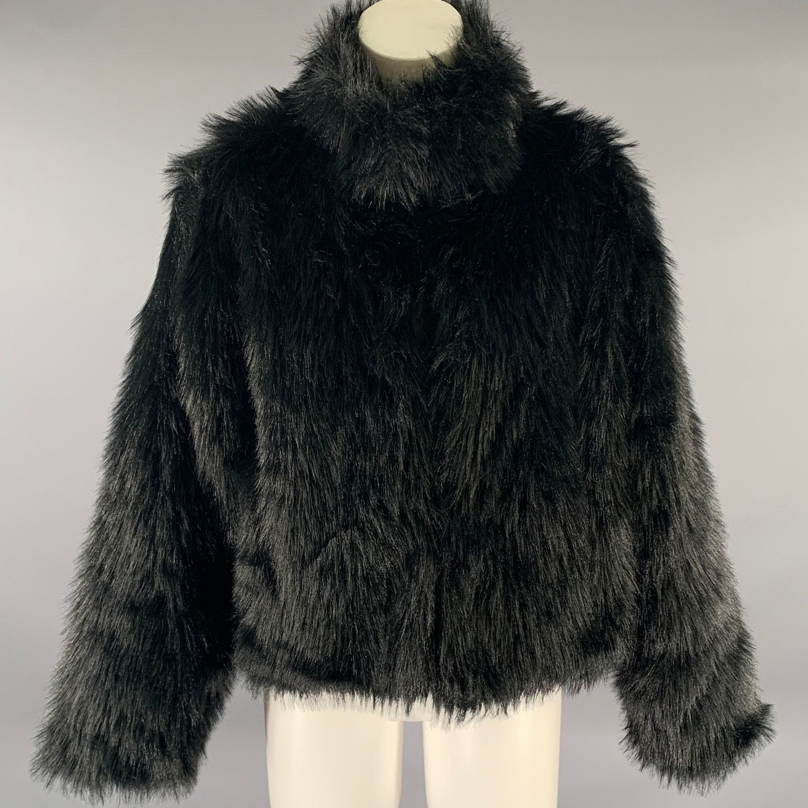 Other ADRIENNE LANDAU Size L Black Polyester Faux Fur Jacket Size L / US 10 / IT 46 - 1 Thumbnail