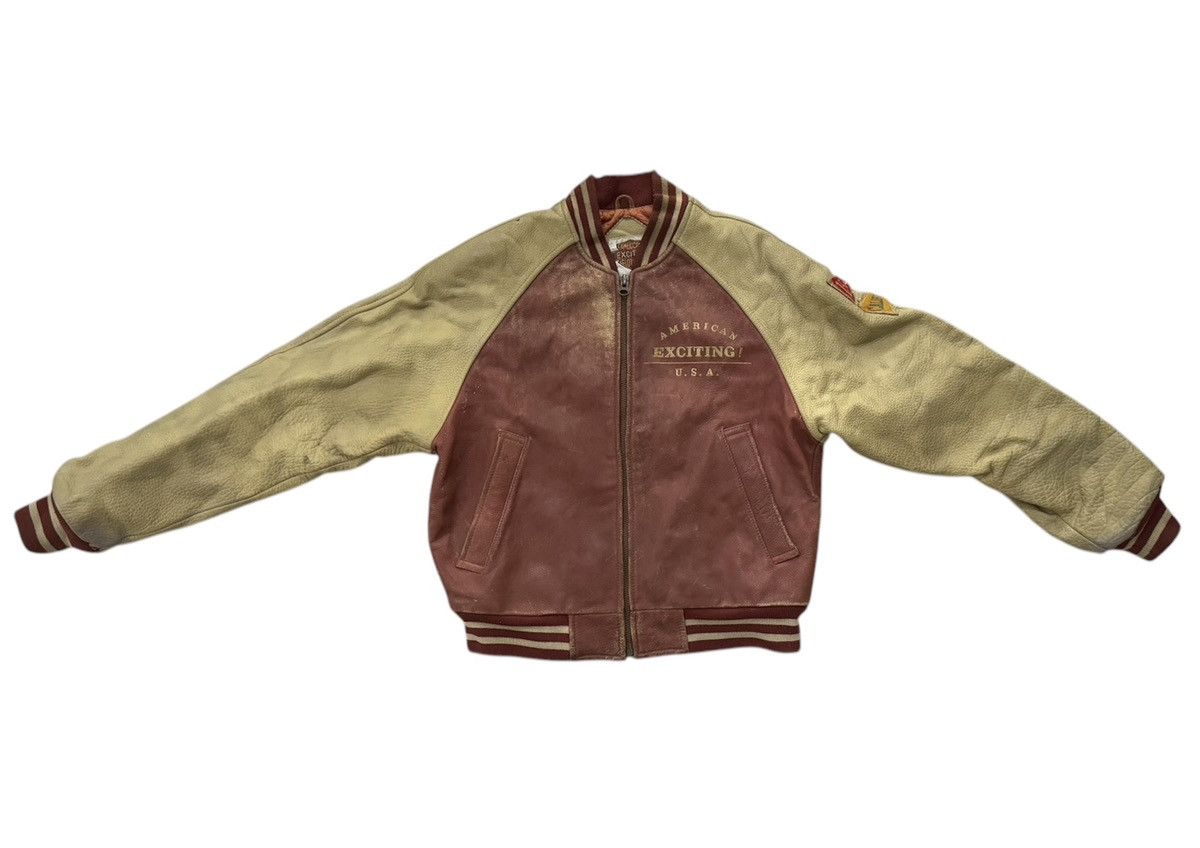 VINTAGE VARSITY LEATHER JACKET MAKE AMERICAN GREAT AGAIN