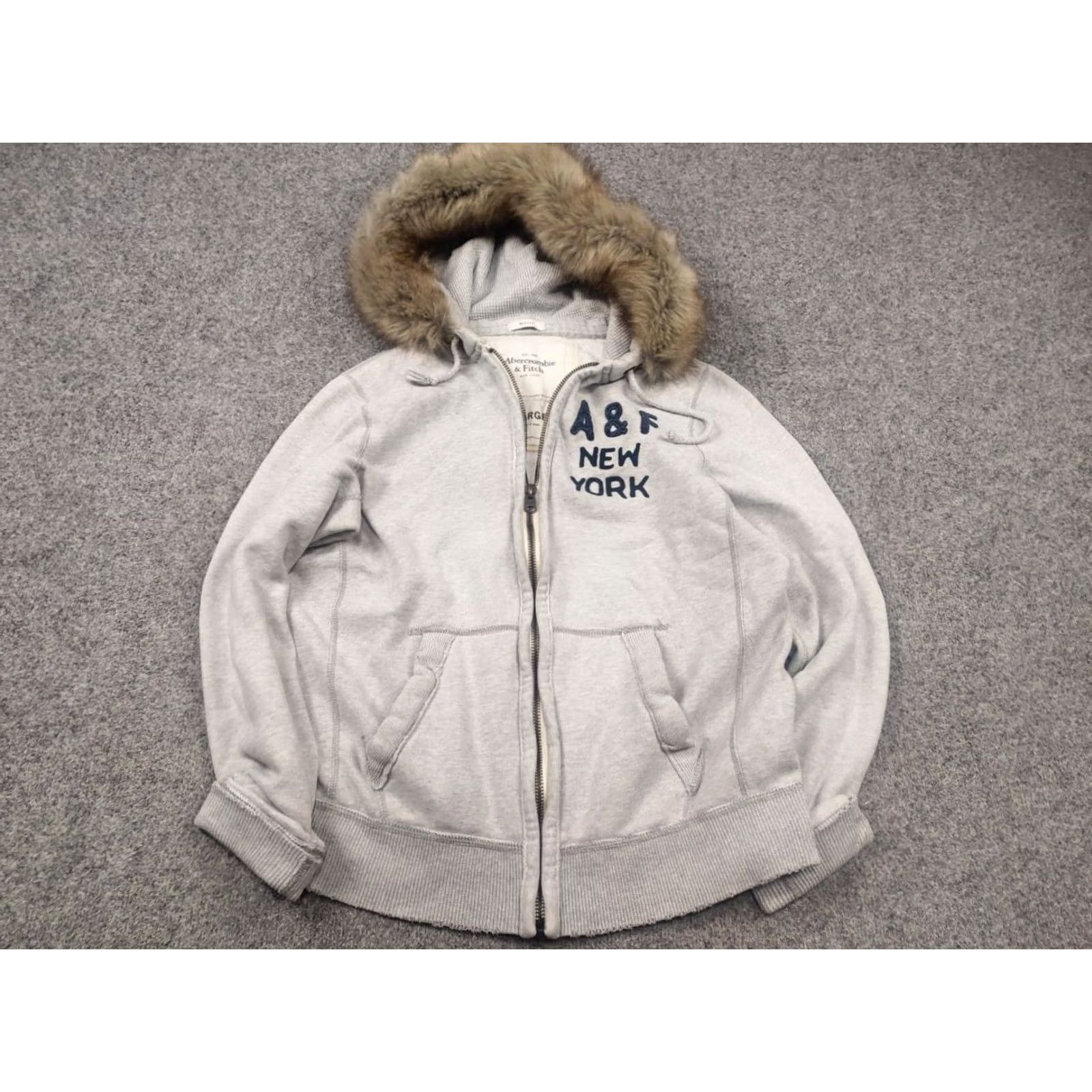 Abercrombie & Fitch VINTAGE Abercrombie & Fitch Logo Hoodie Mens L Gray Zip Fur 90s Opium Style Logo 6 Was 9 Gothic Christmas? Size US L / EU 52-54 / 3 - 3 Thumbnail
