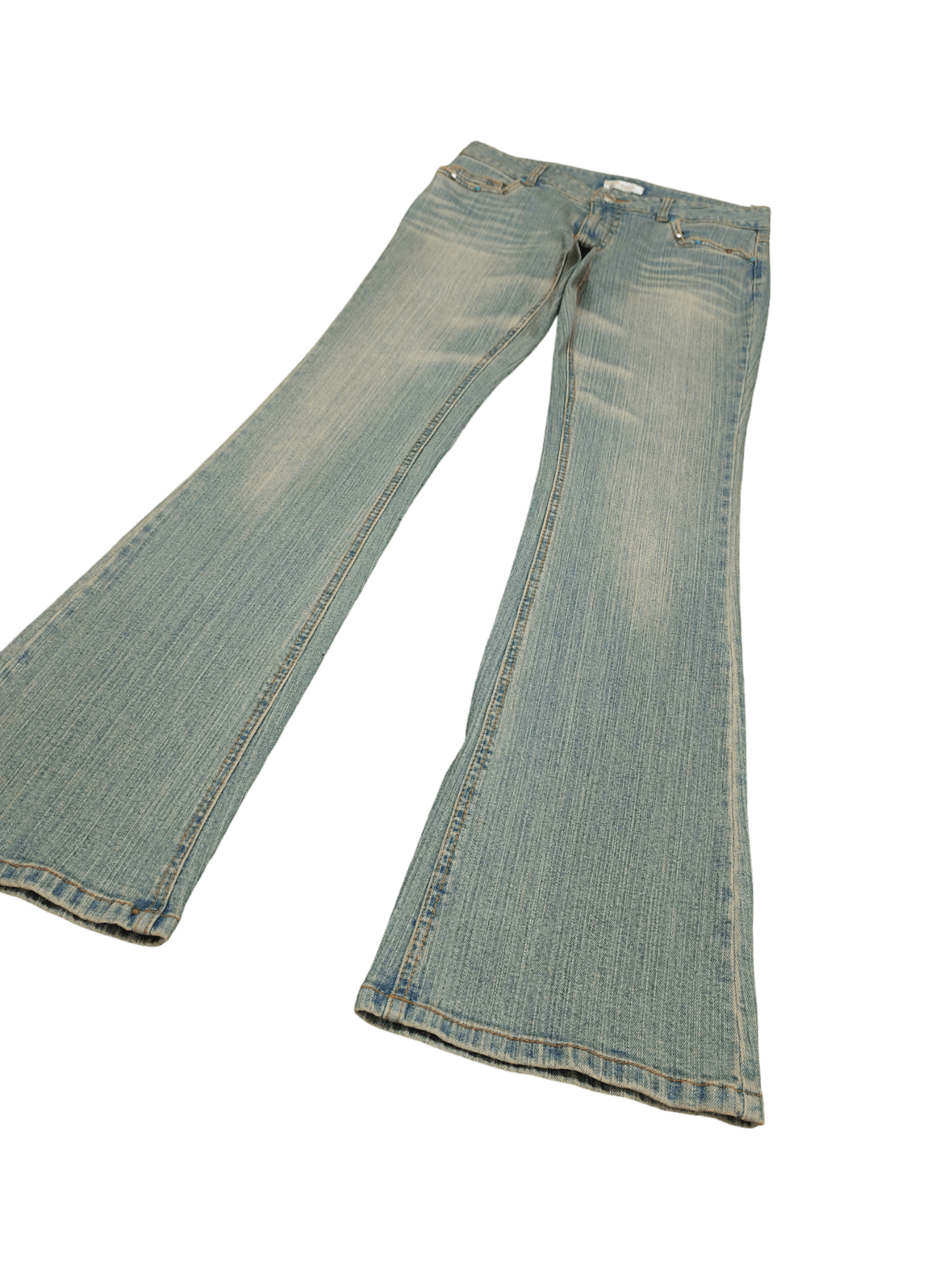 If Six Was Nine Flare Jeans Muuga Distress Faded Boot Cut Y2k Low Rise Size US 30 / EU 46 - 1 Thumbnail
