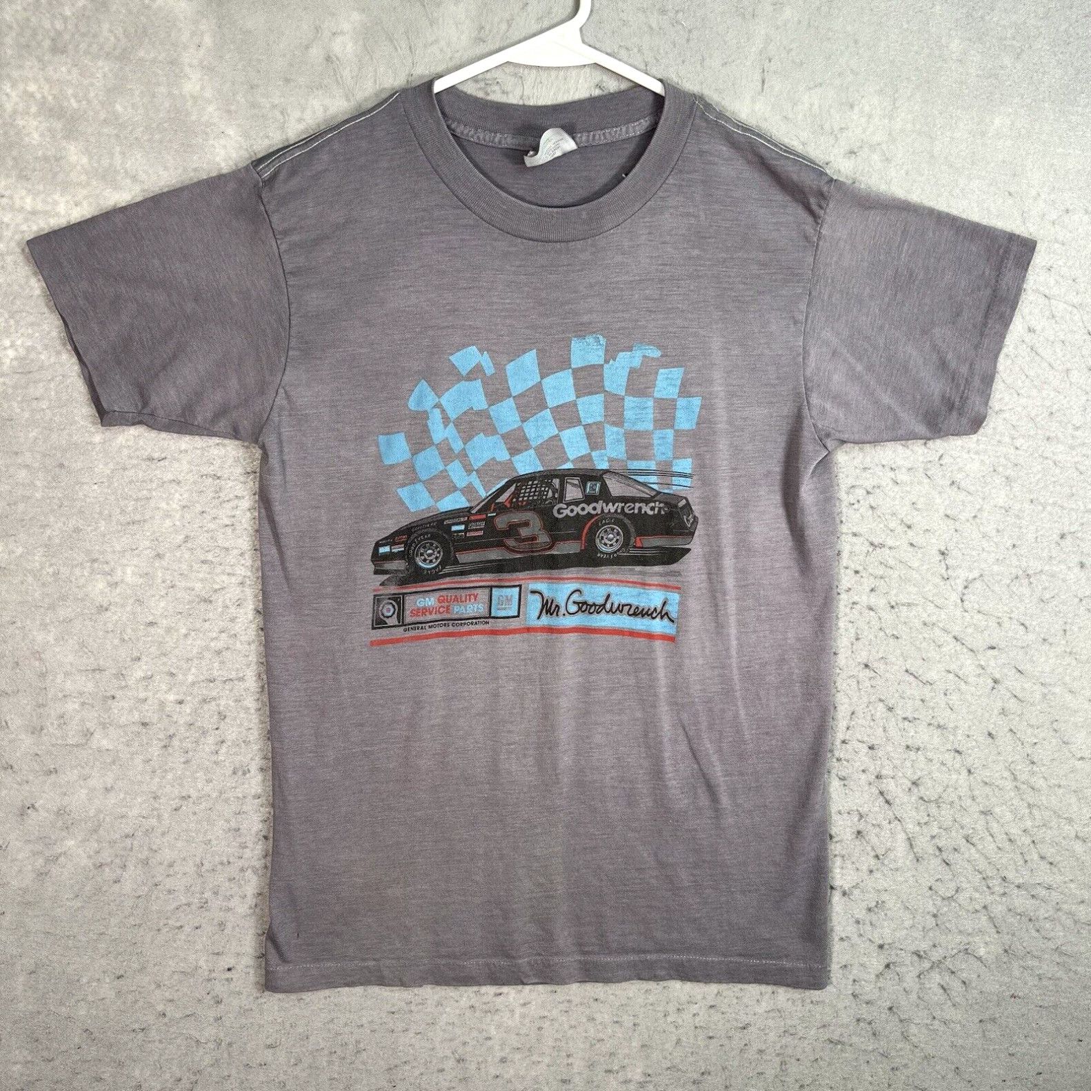 image of Vintage 80's Mr Goodwrench Dale Earnhardt Nascar Racing T Shirt Adult Large Gray in White, Men's