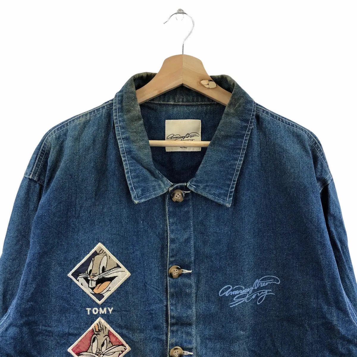 Cartoon Network × Vintage Vtg 90' BUGS BUNNY CARTOON Looney Tunes Jeans Denim Jacket Size M / US 6-8 / IT 42-44 - 3 Thumbnail