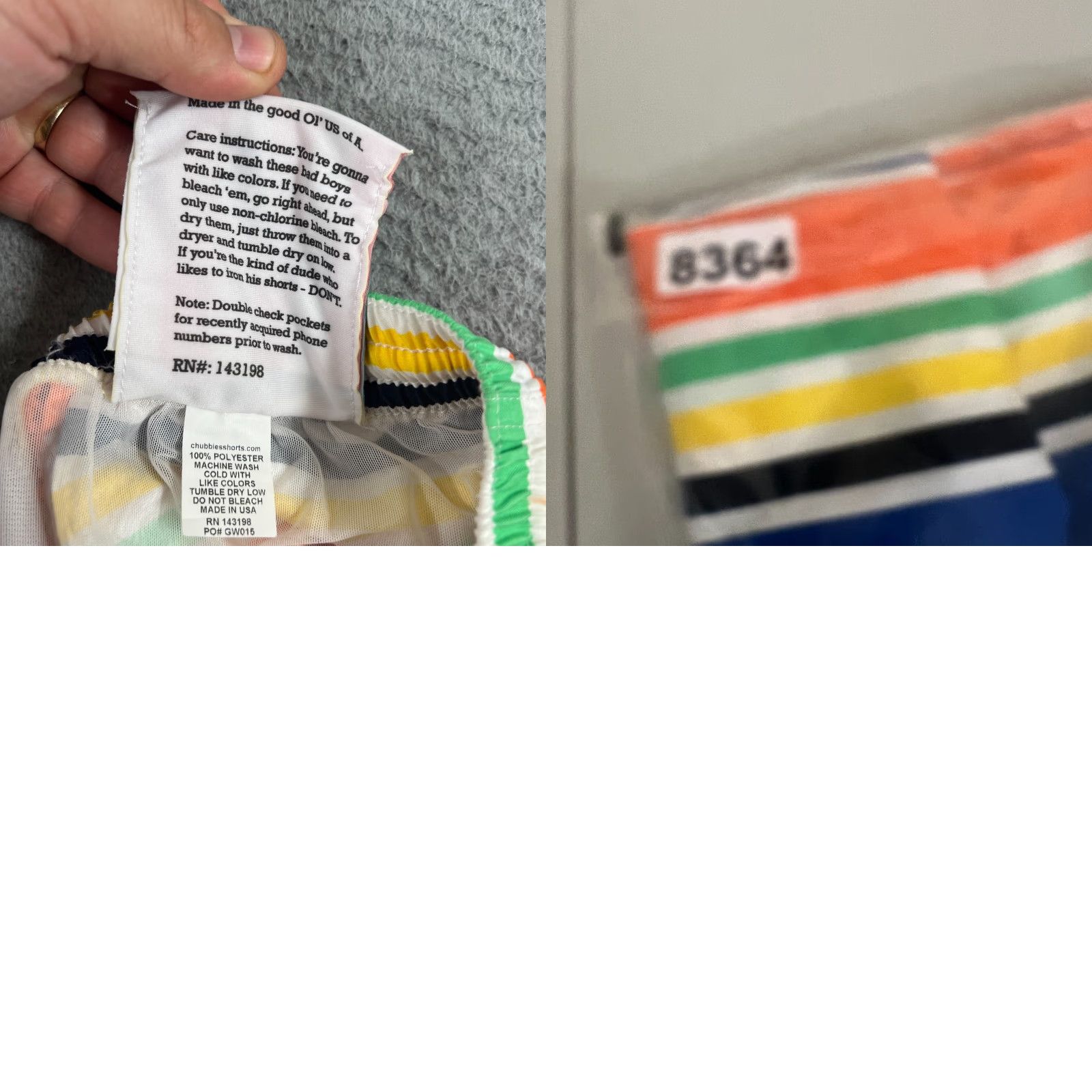 Chubbies Chubbies Brand Men Bottom Swim Trunks Lined Striped Blue White Red Yellow Colorful Pattern Size L Size US 33 - 8 Thumbnail