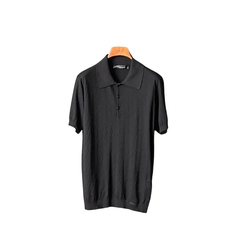 Versace Versace Black Silk Logo Short Sleeve Polo 0089 Size US S / EU 44-46 / 1 - 1 Thumbnail