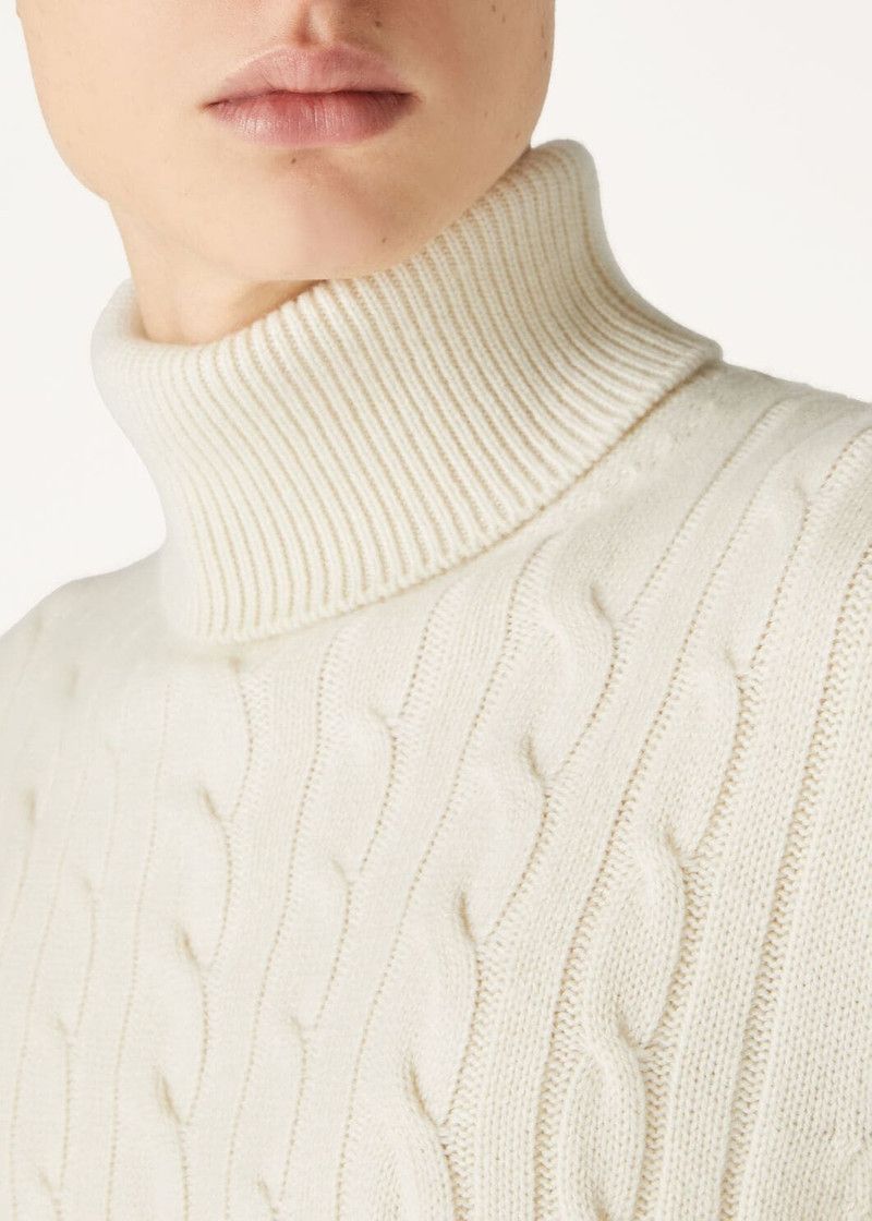 Loro Piana o1w1db10126 FAO5104 Jubilee Polo Neck Sweater in White Size US XL / EU 56 / 4 - 4 Thumbnail