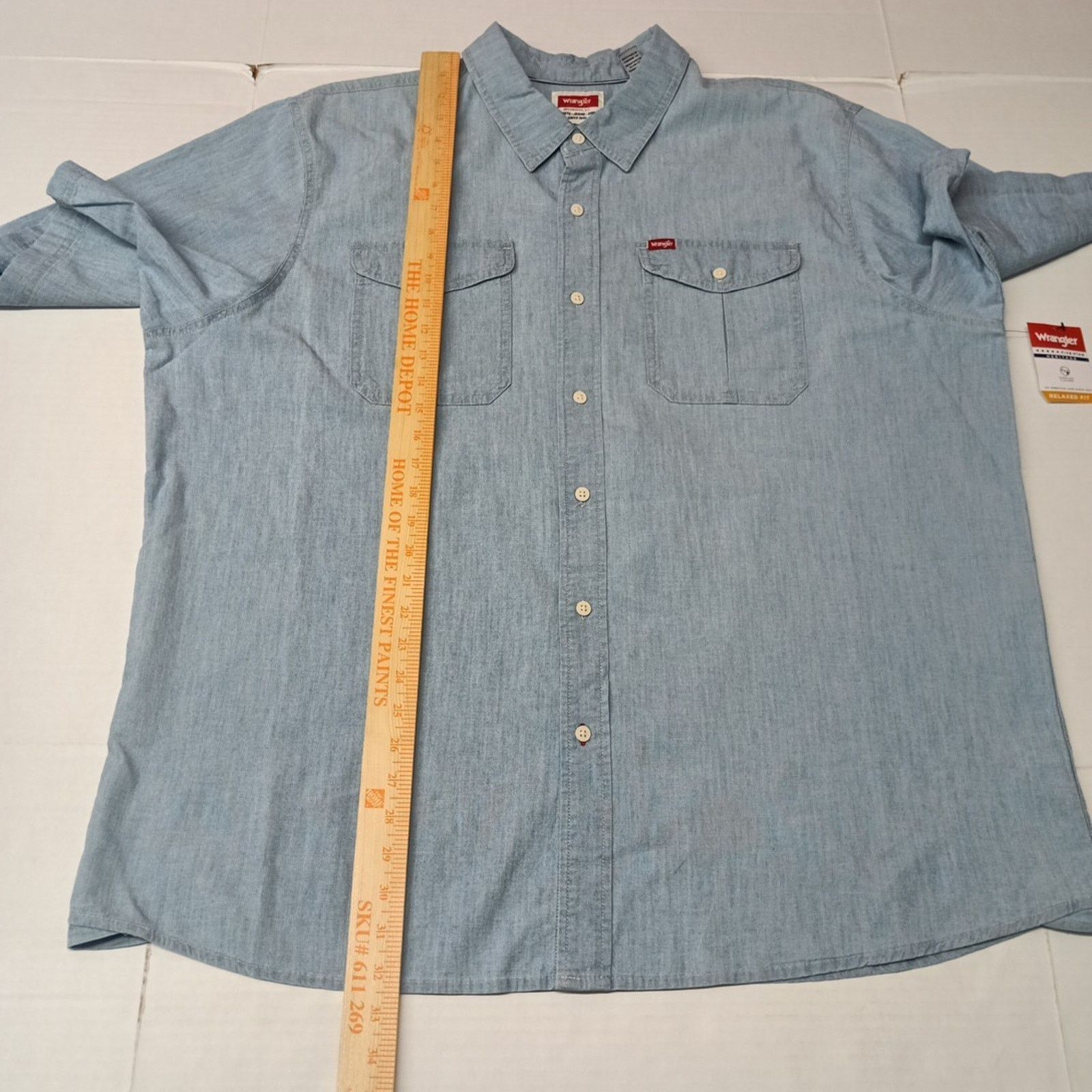 Wrangler Wrangler Men's Relaxed Woven Button Up Shirt Size 2XL Blue Size US XXL / EU 58 / 5 - 5 Thumbnail
