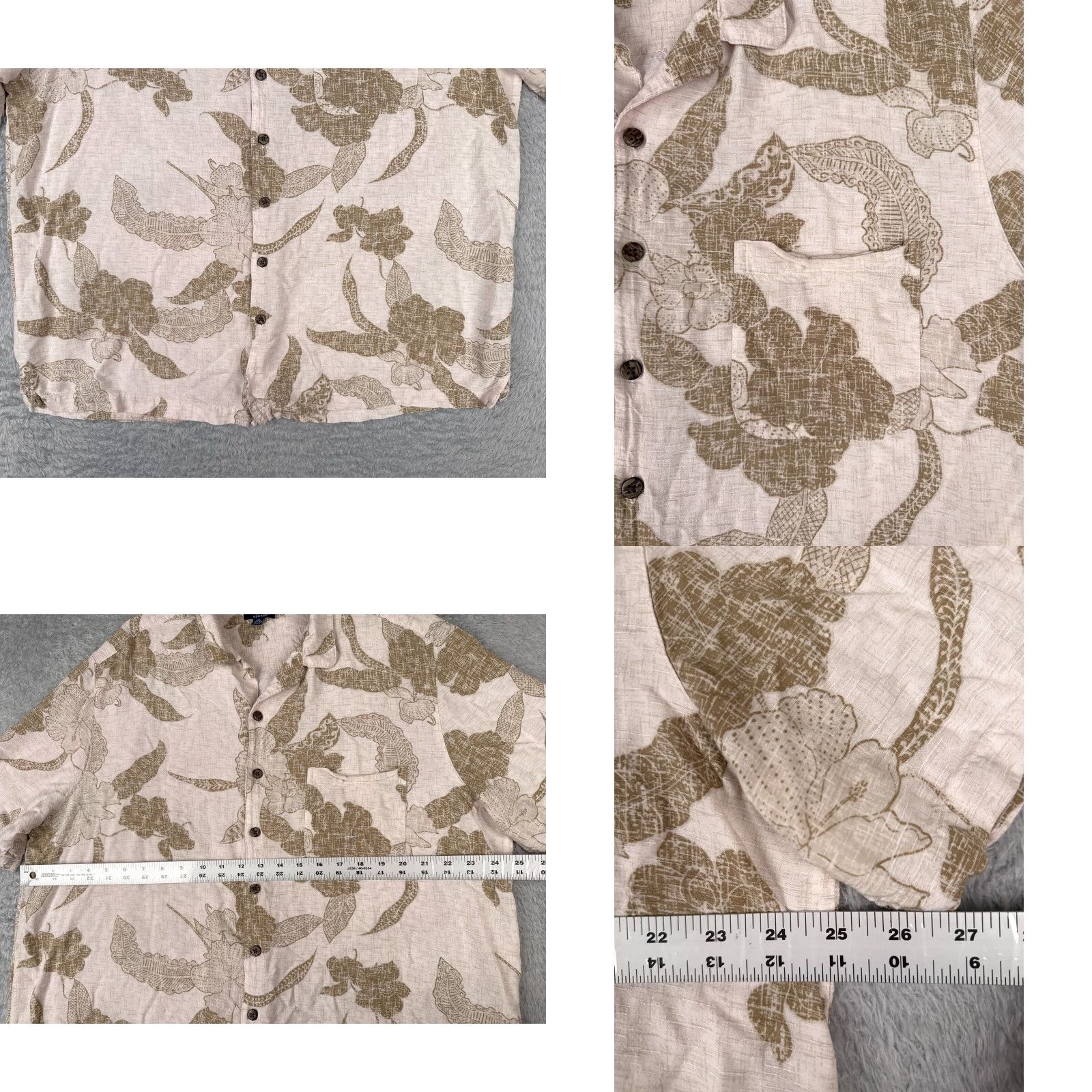George VINTAGE George Men’s Hawaiian Shirt 2XL Short Sleeve Breathable Rayon Floral Palm Leaf Beige Size US XXL / EU 58 / 5 - 8 Thumbnail