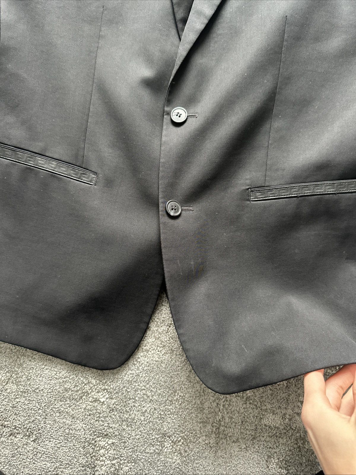 H&M × Versace Versace x H&M Black 100% Wool Worn Blazer Men's Suit Smoking Size 44R - 6 Thumbnail