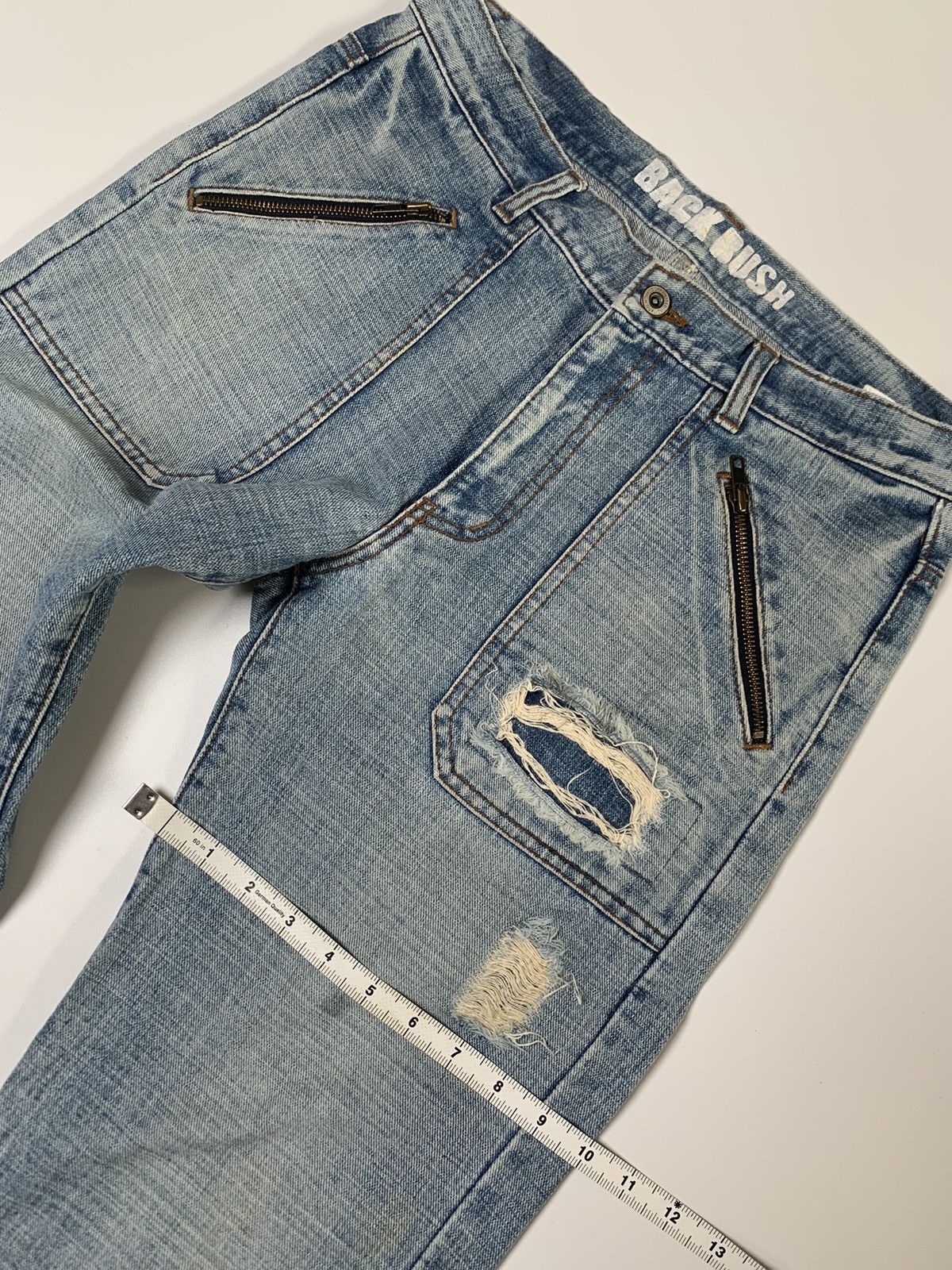 Japanese Brand Back rush ripped zipper pocket bush denim Size US 32 / EU 48 - 9 Thumbnail