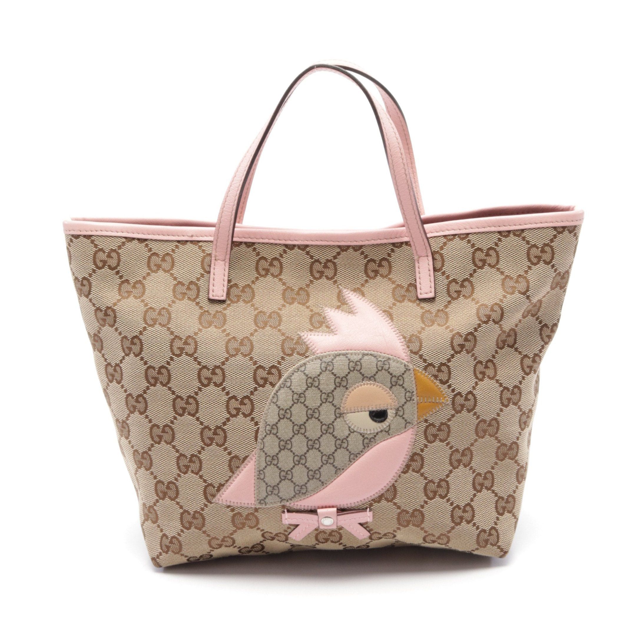 Gucci Gucci Children'S Zoo Papagallo Gg Canvas Handbag Tote Bag Leather Beige Pink Kids Size ONE SIZE - 1 Thumbnail