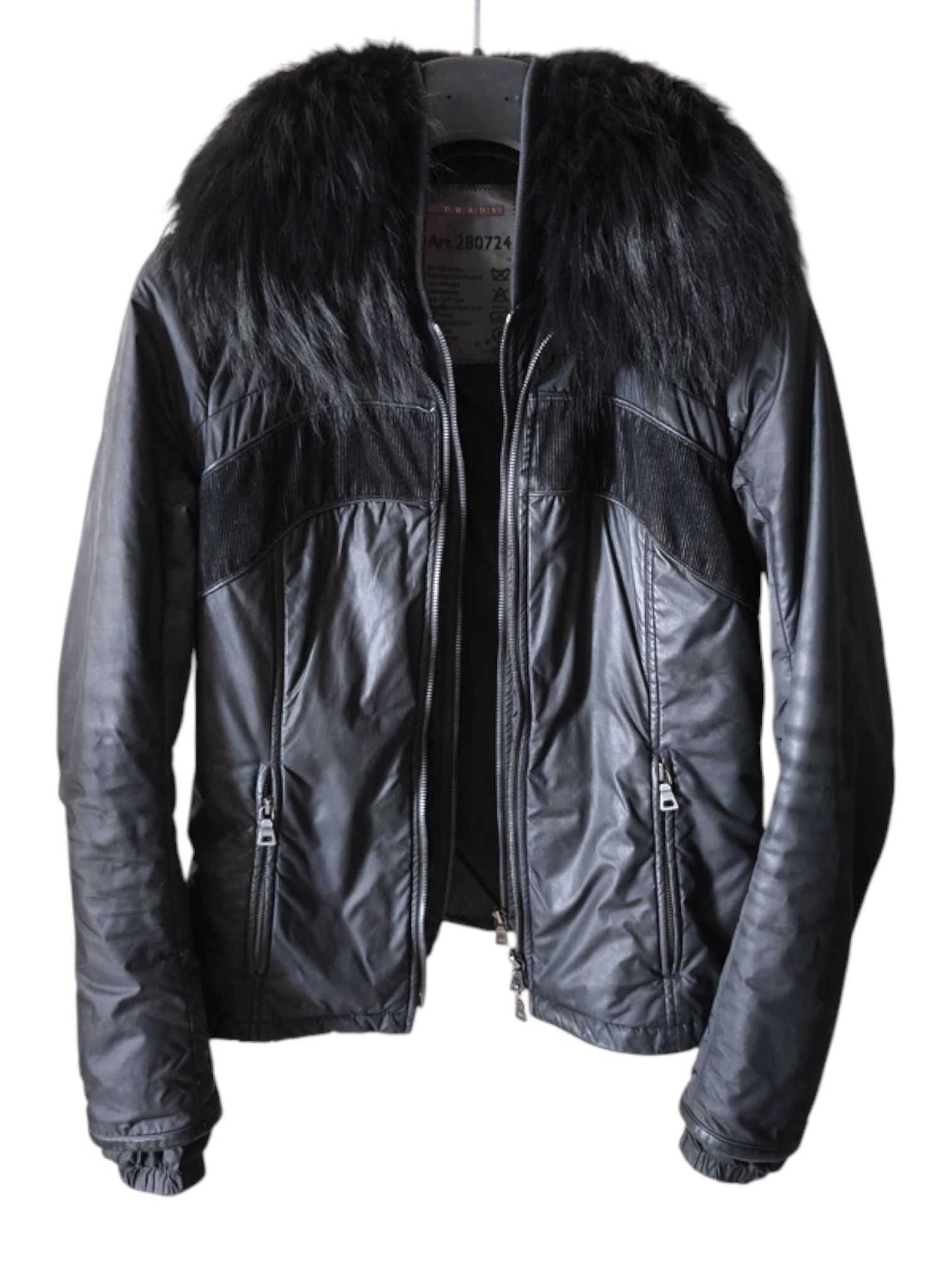 Prada Prada Nylon Jacket w/ Fur Collar, Art. 280724, early 2000s Size S / US 4 / IT 40 - 1 Thumbnail