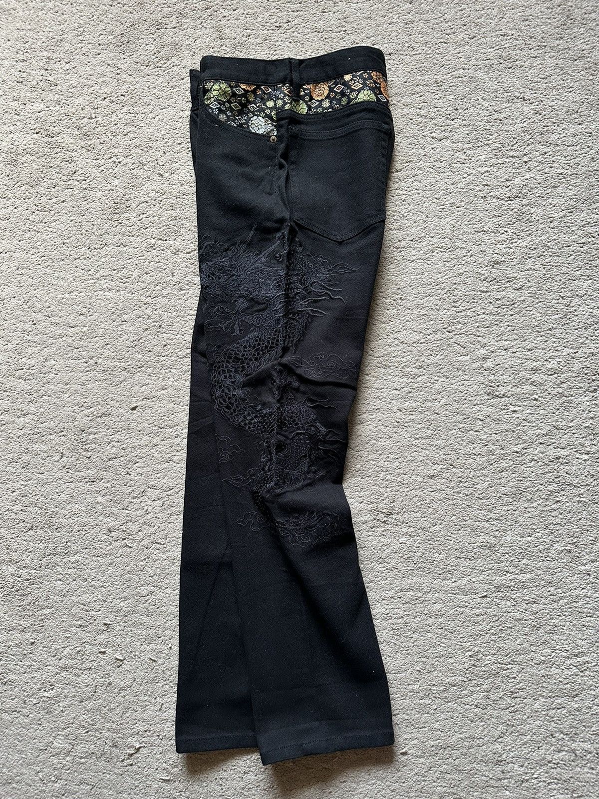 Karakuri Tamashii Japanese Motif Embroidered Dragon Multi-Pocket jeans Size US 29 - 13 Thumbnail