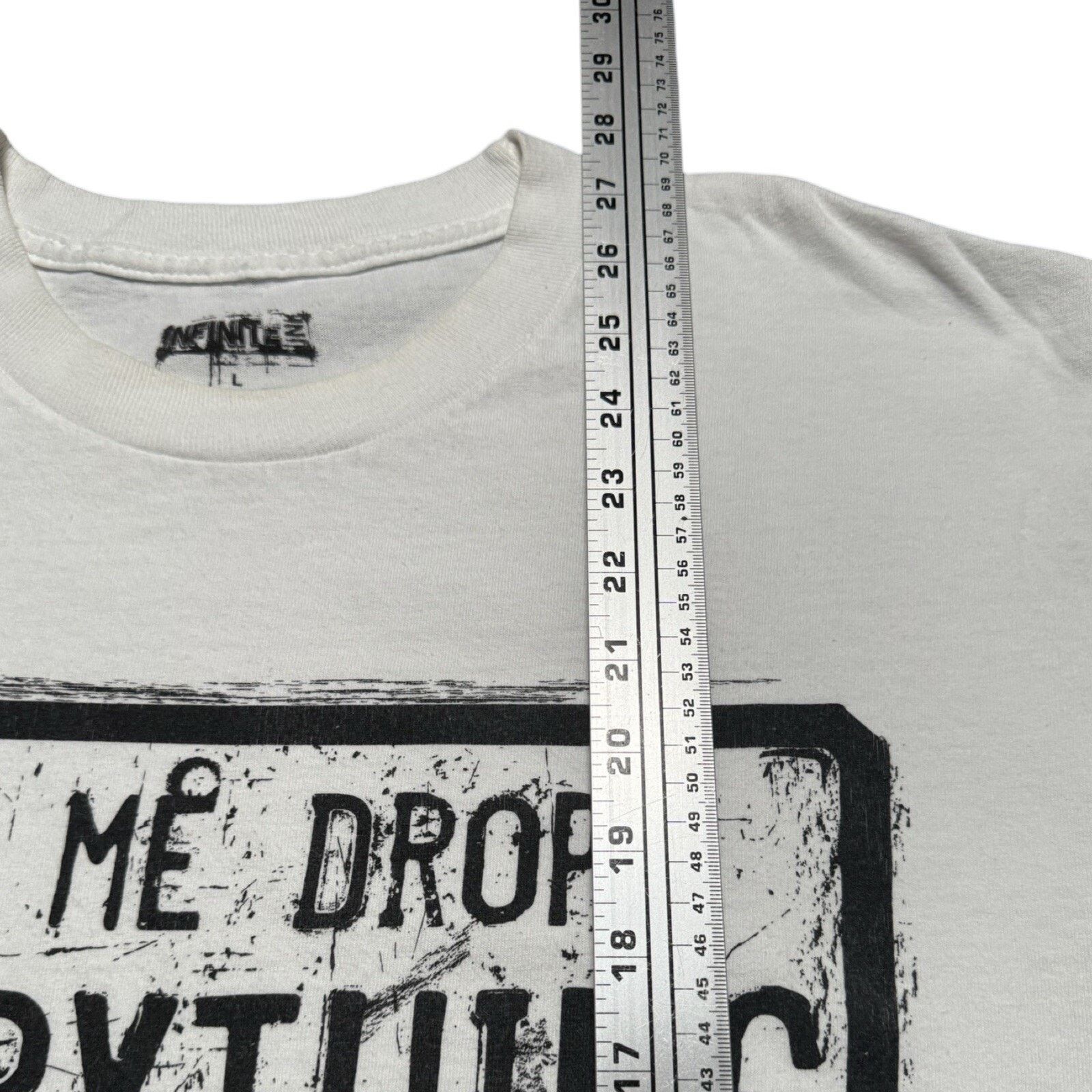 Vintage Y2K White Parody Script T Shirt L Let me drop everything Size US L / EU 52-54 / 3 - 5 Thumbnail