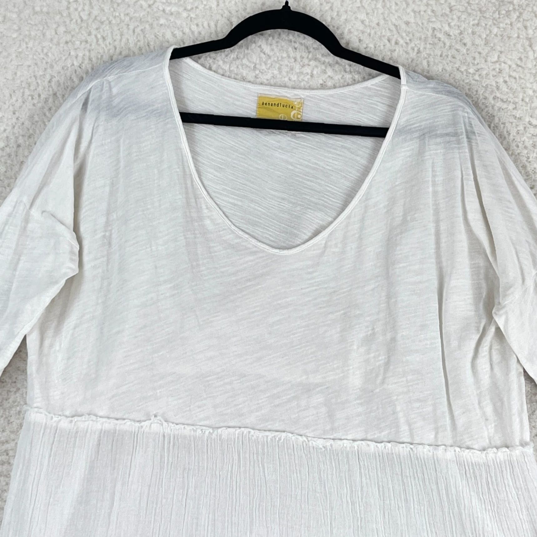 Vintage Ben and Lucia Shirt Womens Medium White 100% Cotton Pullover 3/4 Sleeve USA Made Size M / US 6-8 / IT 42-44 - 2 Thumbnail