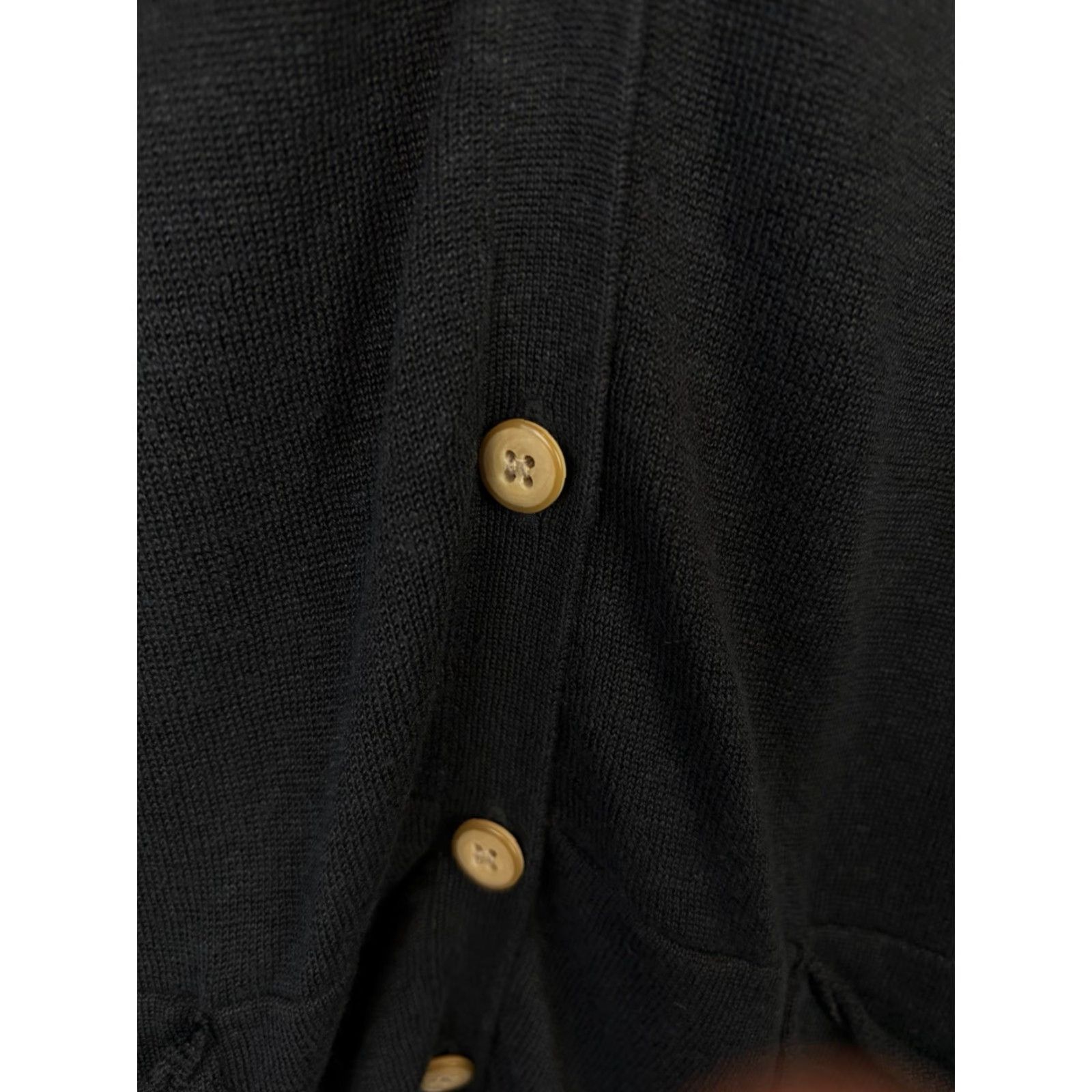 J. Jill J. Jill Cardigan Sweater Womens Large Black Linen Blend Knit Open Front Business Size L / US 10 / IT 46 - 6 Thumbnail