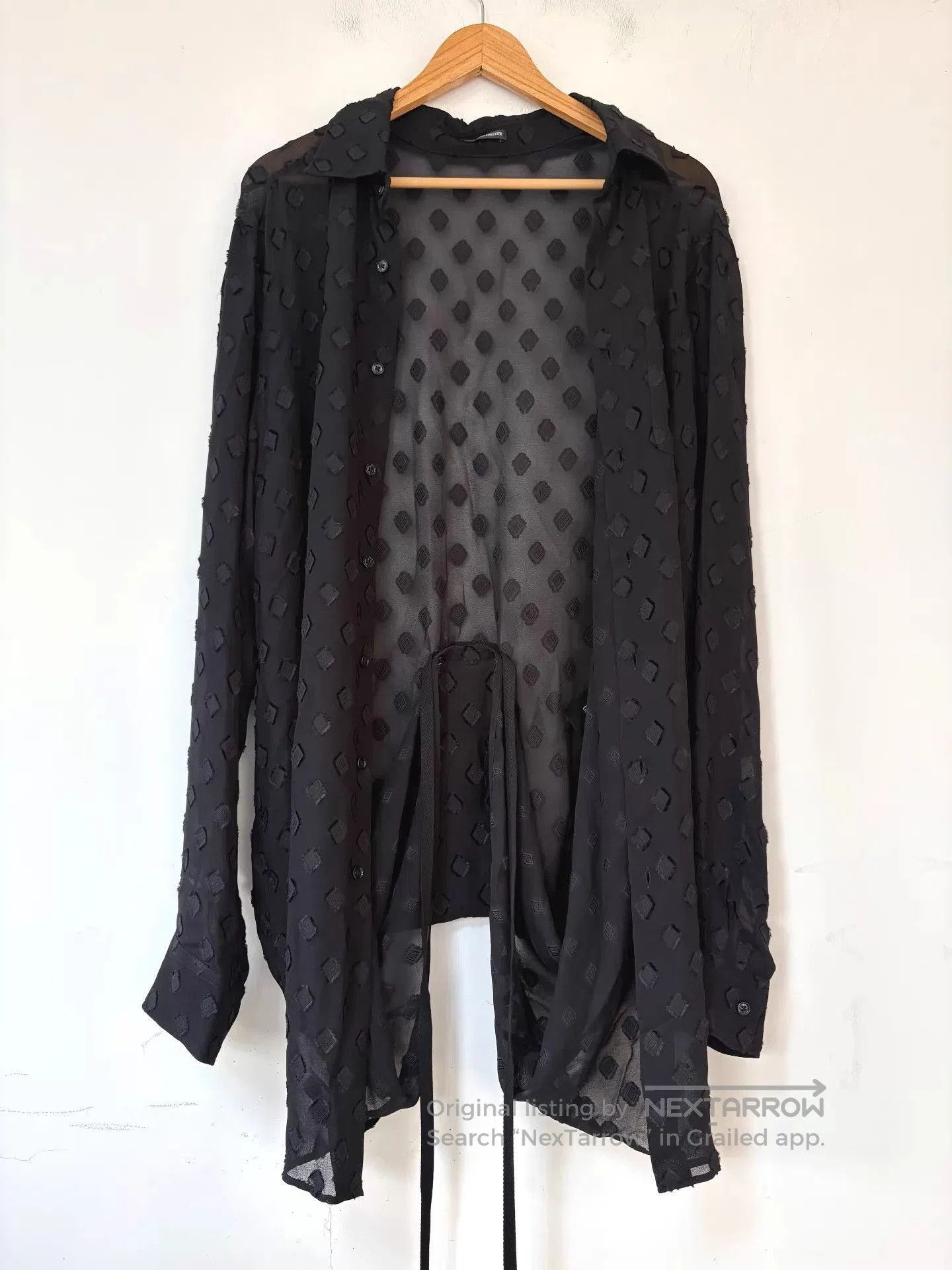 Ann Demeulemeester Black Patterned Long Sleeve Button. Size US M / EU 48-50 / 2 - 4 Thumbnail