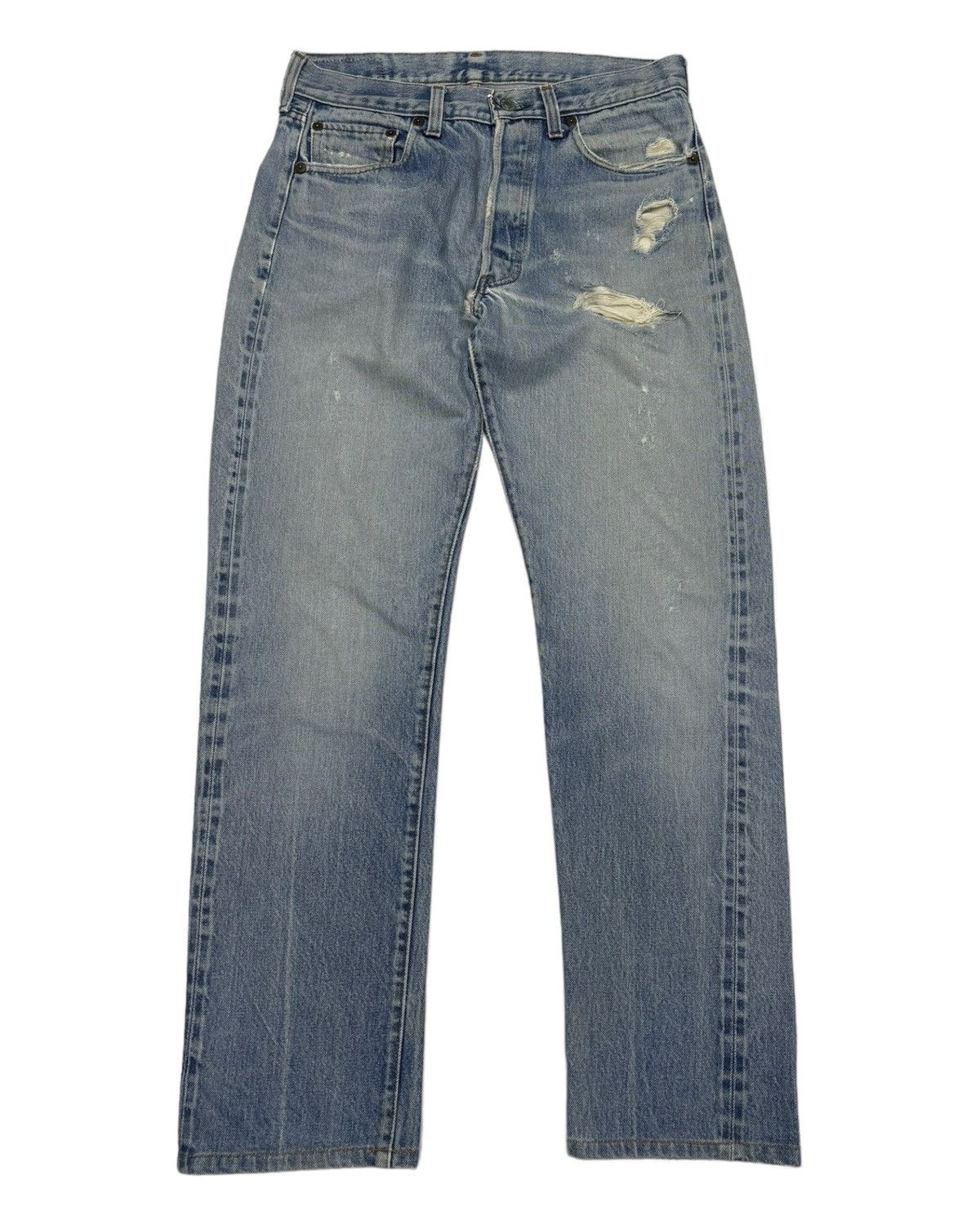 Levi's × Vintage Levis 501 Selvedge Button 558 Distress Denim Jean Size US 30 / EU 46 - 4 Thumbnail