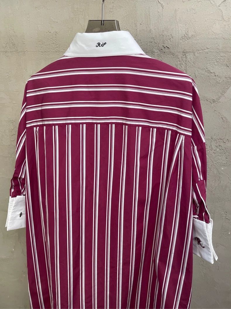 Raf Simons Raf Simons Plum white striped silver button Logo short slee Size US L / EU 52-54 / 3 - 4 Thumbnail