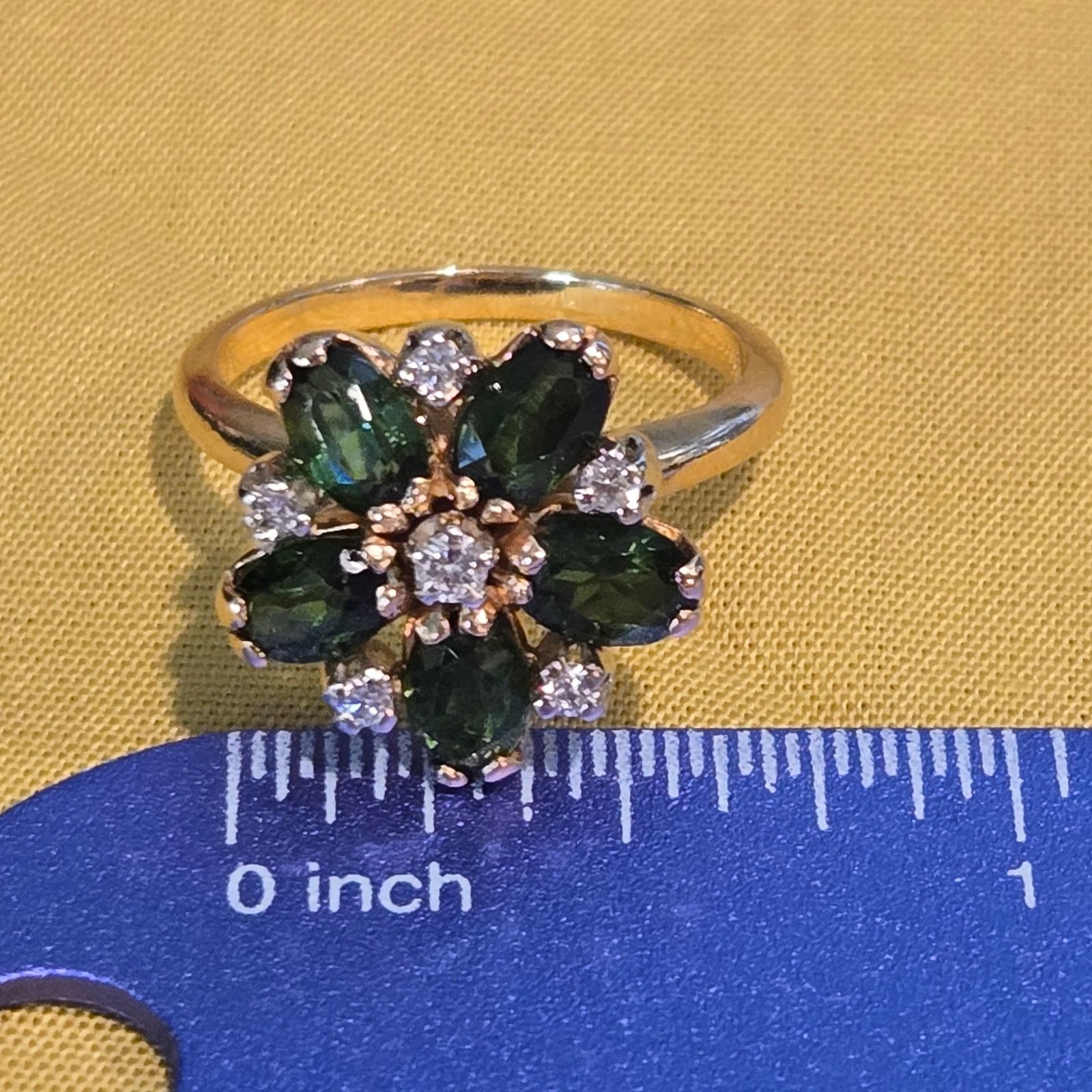 Hysteric Glamour 14K Yellow Gold Green Tourmaline & Diamond Daisy Cluster Size ONE SIZE - 9 Thumbnail