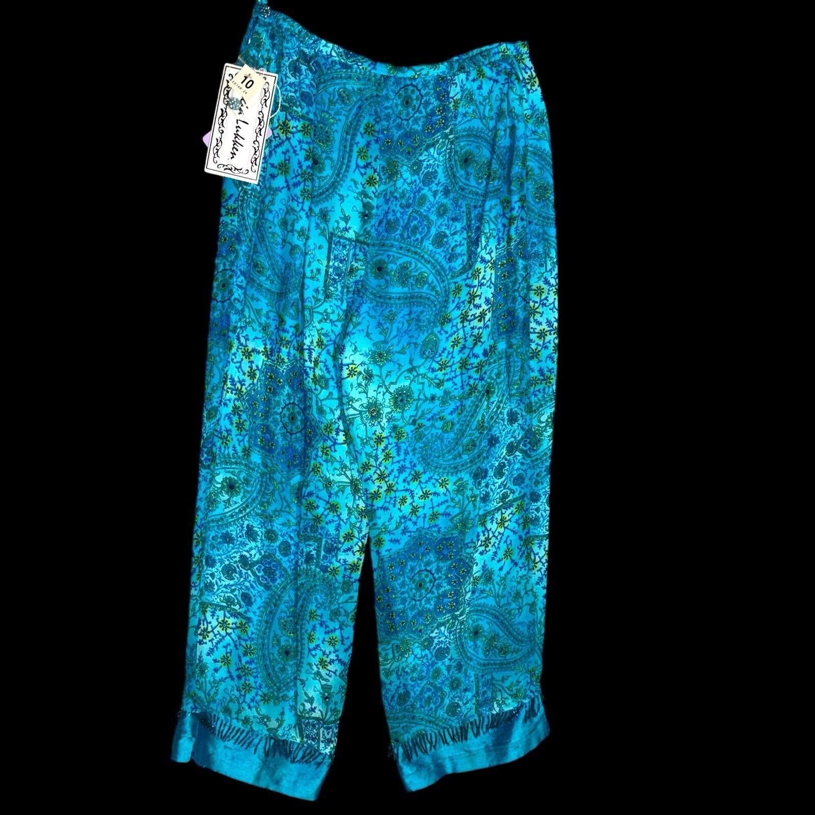 Designer NEW Vintage Lucia Lukken Sz 10 / Beaded Fringe Trim Pants Size 32" / US 10 / IT 46 - 6 Thumbnail