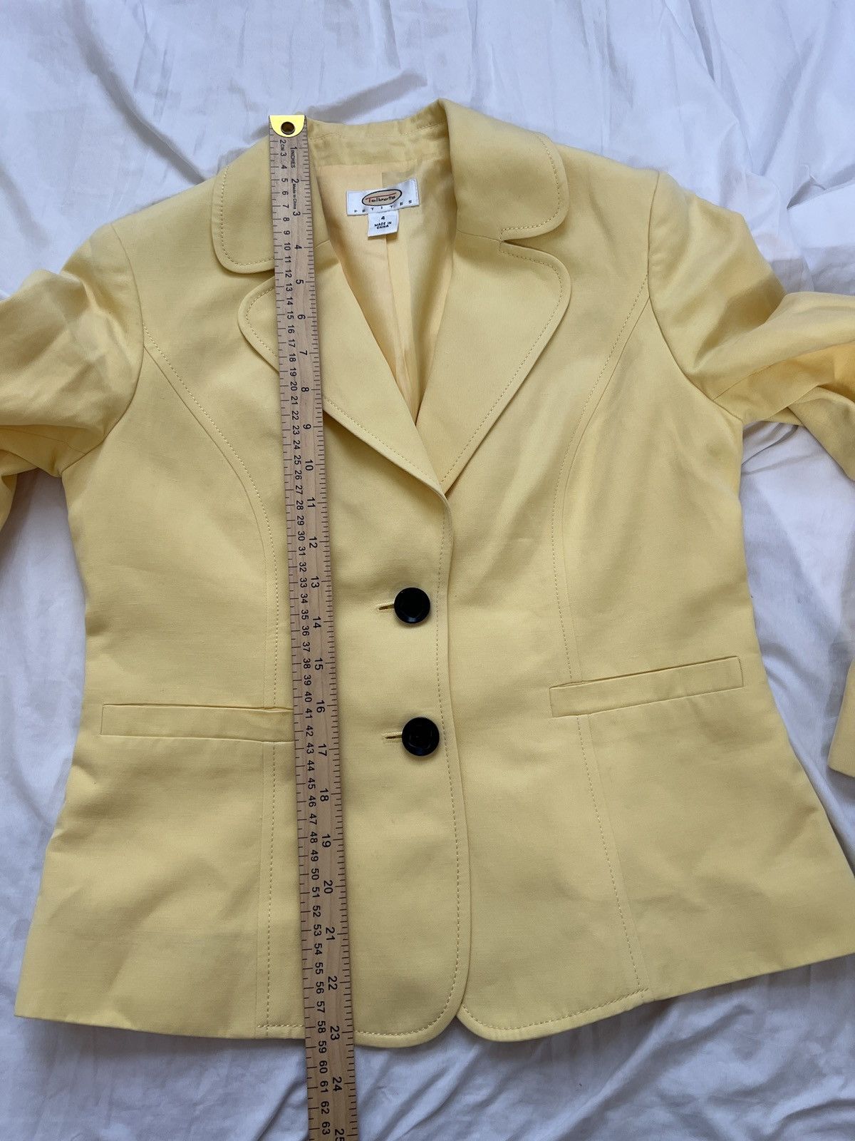 Talbots Talbots Soft Yellow Two-Button Tailored Blazer Size S / US 4 / IT 40 - 10 Thumbnail