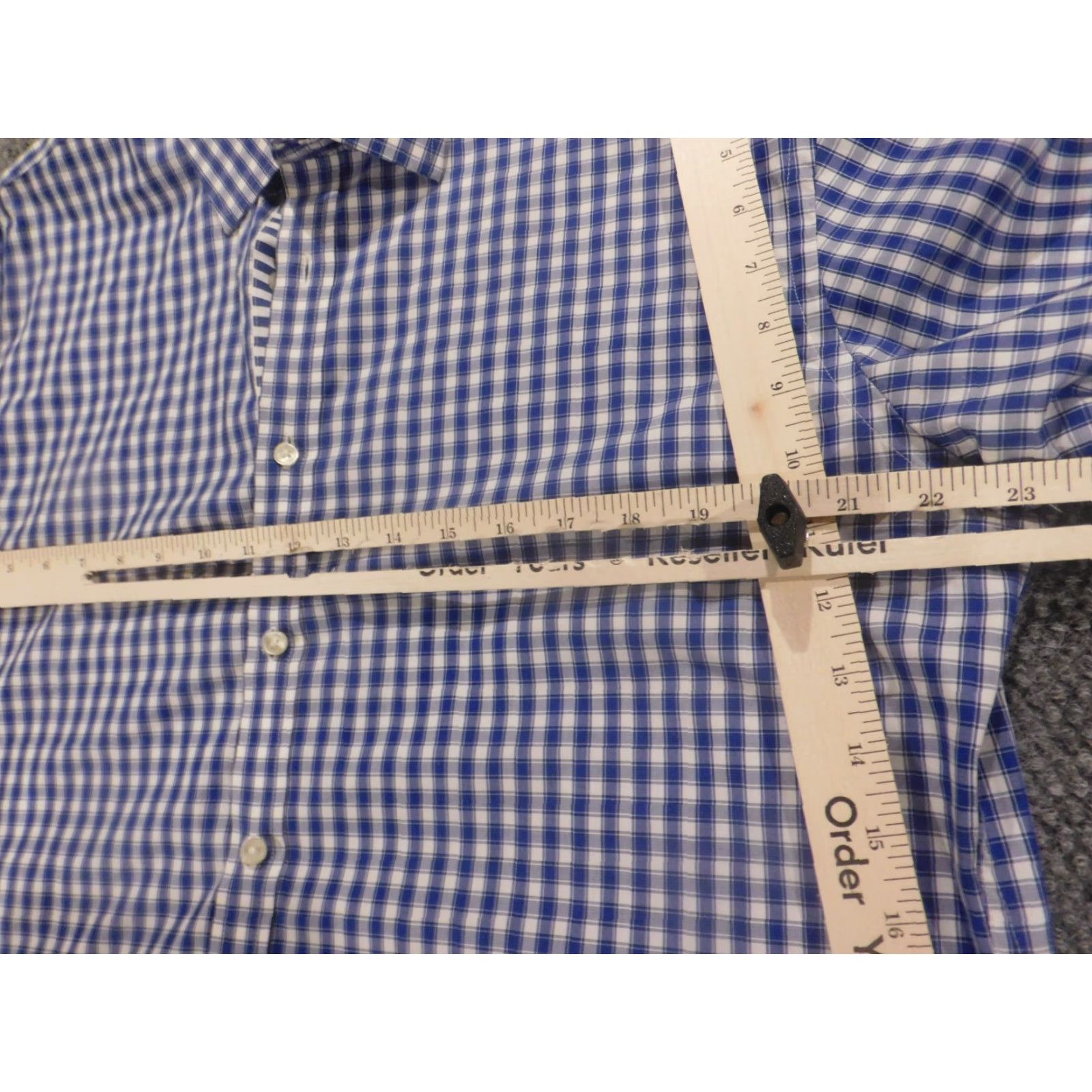 Tallia Tallia Dress Shirt Mens 16.5 Blue Plaid Button Down Casual Regular Cotton Non-Iron Long Sleeve Barrel Cuff N/A Size US XL / EU 56 / 4 - 4 Thumbnail