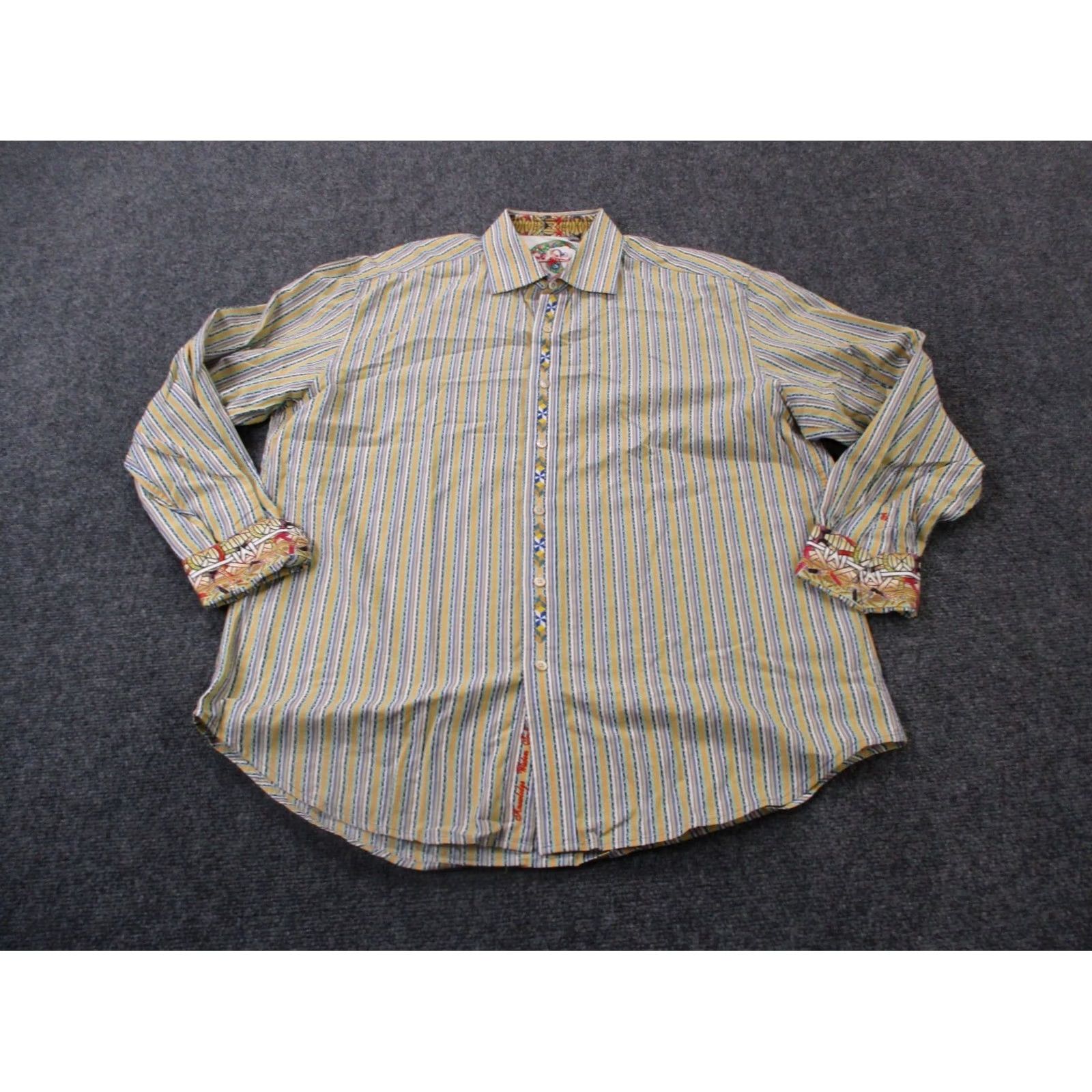 Robert Graham Robert Graham Shirt Mens 2XL Multicolor Striped Button-Up Collared Long Sleeve Casual Dress Size 48R - 2 Thumbnail