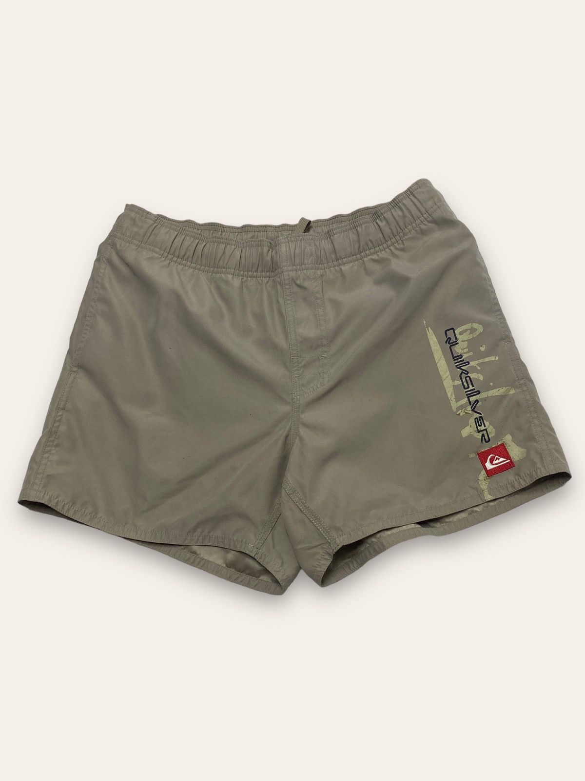Quiksilver Vintage QUIKSILVER Big Logo Beige Shorts Y2K Size US 33 - 1 Thumbnail