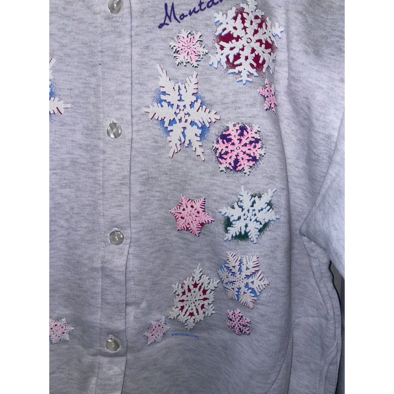 Vintage Vintage Montana Sweater Snowflakes Snow Button Up VTG Large Size US L / EU 52-54 / 3 - 5 Thumbnail