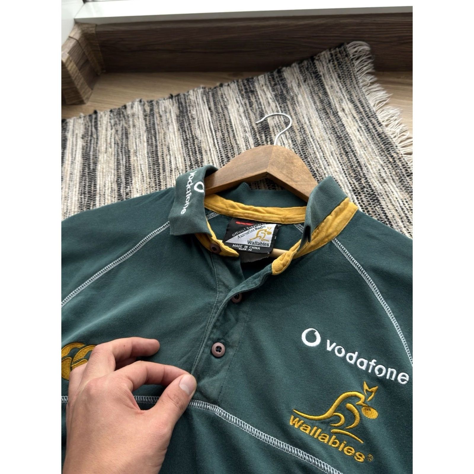 Vintage Canterbury Wallabies Polo Shirt Vintage 00s Striped Long Sleeve Green M Men Rugby Polo Shirt Size US M / EU 48-50 / 2 - 7 Thumbnail