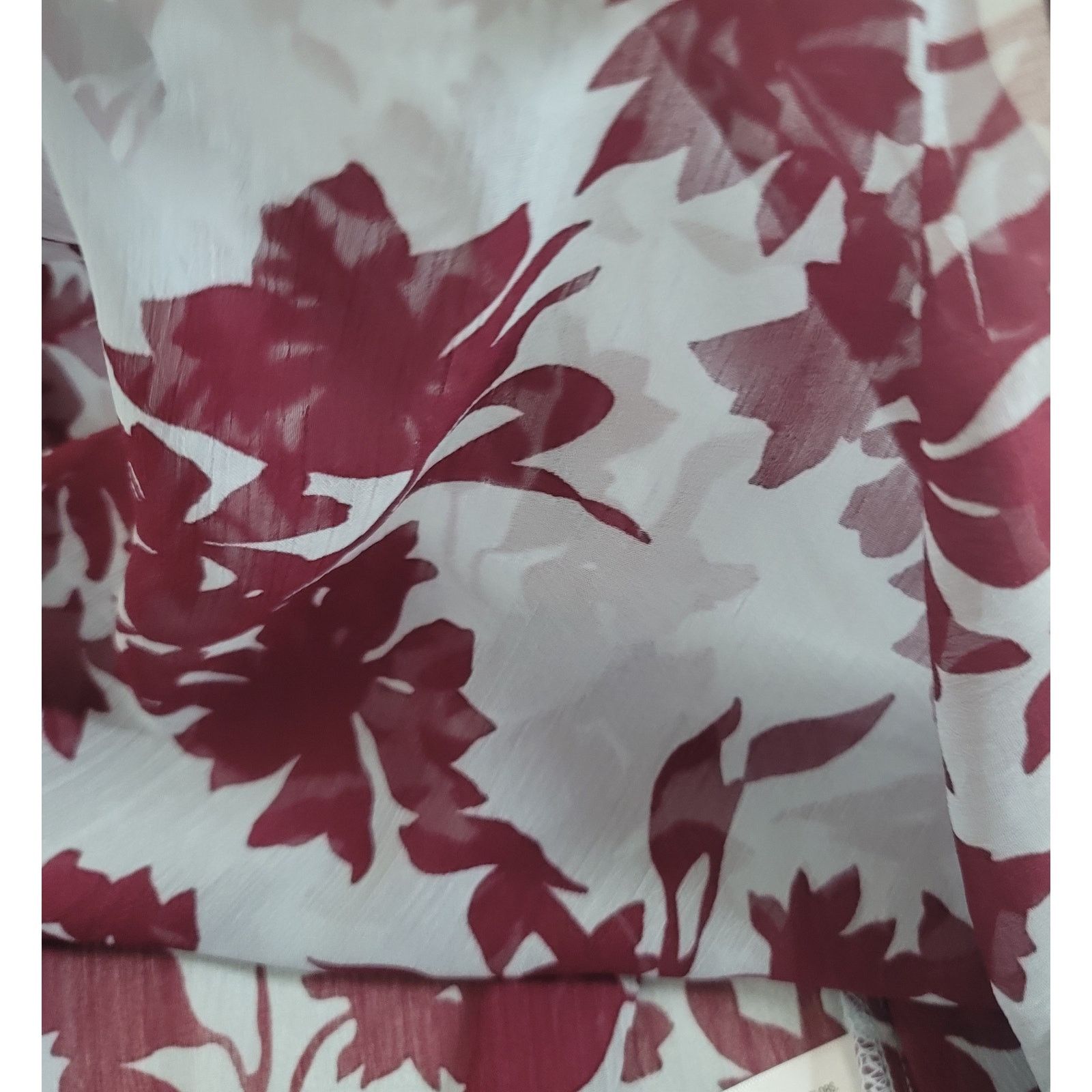 Other A New Day Blue Burgundy Sheer Floral Top XXL Band Collar Size XXL / US 16-18 / IT 52-54 - 4 Thumbnail