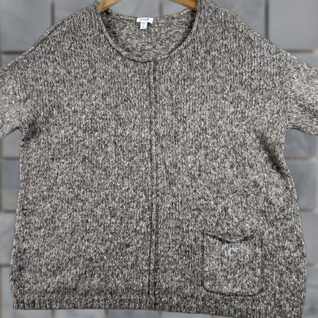 J. Jill J. Jill Pure Jill Marled Chunky Knit Pullover Gray Pocket Sweater L Women Size L / US 10 / IT 46 - 1 Thumbnail