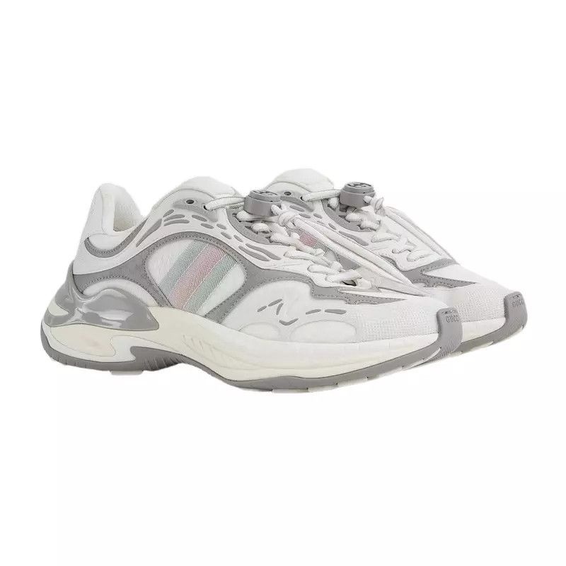 GUCCI 2.0 $1230 Wmn's Wht/Gry Mesh Sneakers N&A