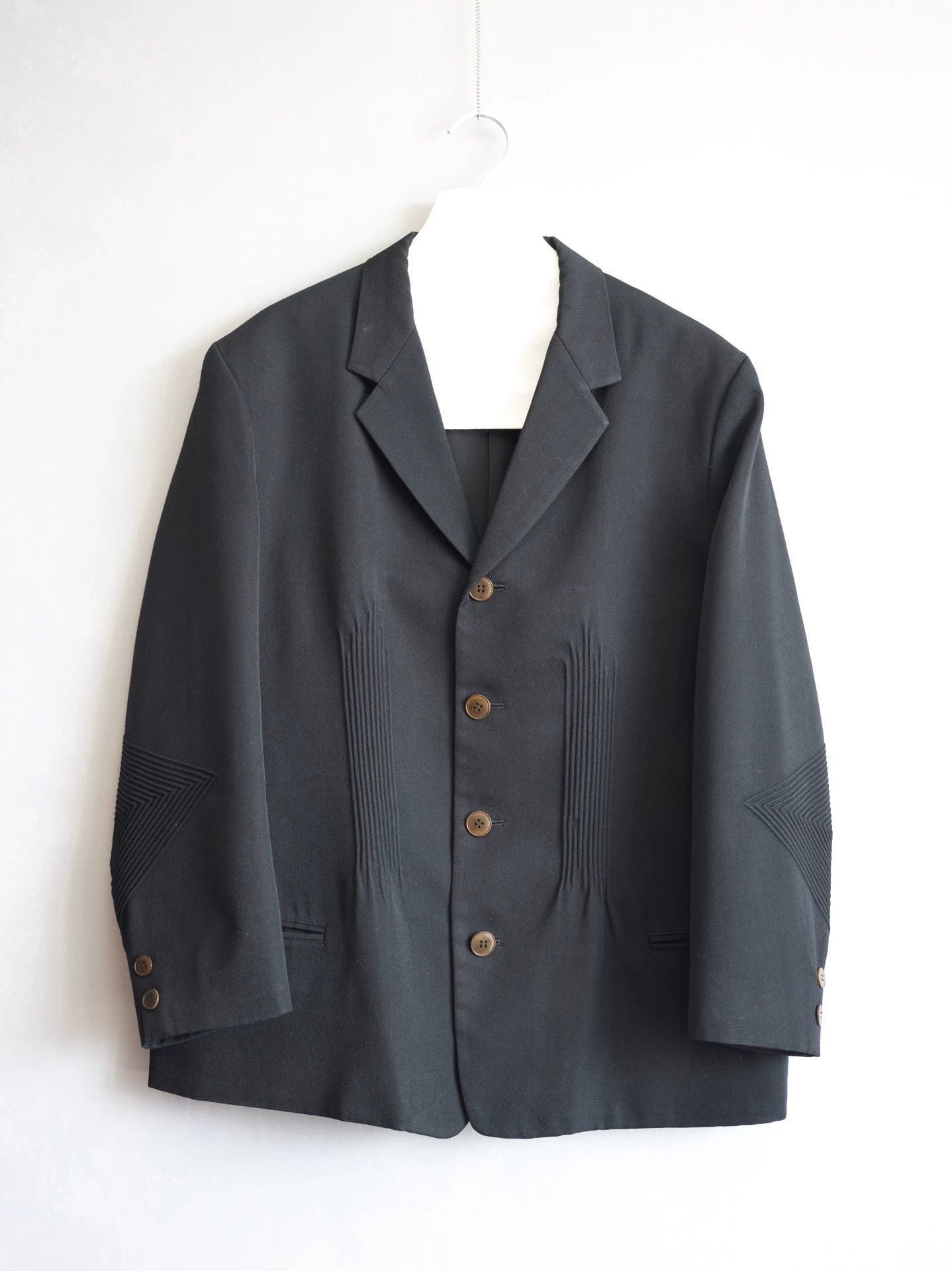 Yohji Yamamoto Yohji Yamamoto 96AW Elbow Wide Ribbed Pleated Jacket Size M Size US M / EU 48-50 / 2 - 1 Thumbnail