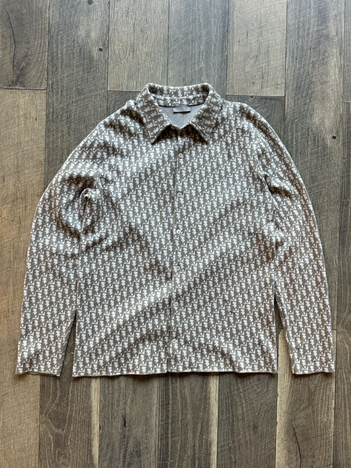 Dior Oblique Monogram Long Sleeve Button-Up Shirt Medium