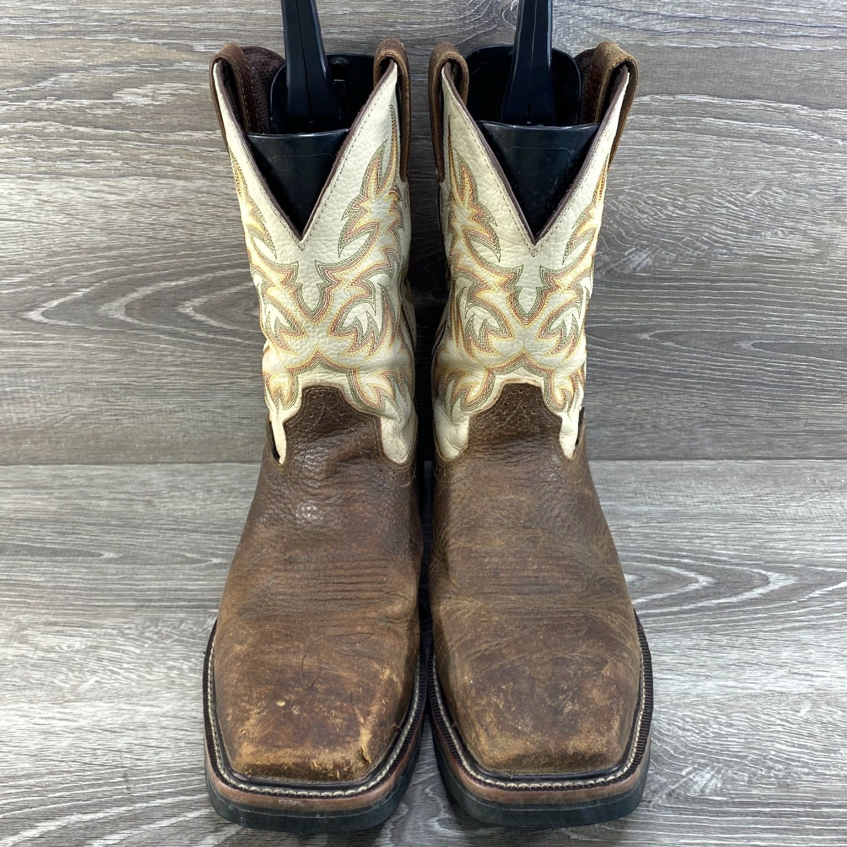 Vintage VINTAGE Justin Driller Mens 10 D Brown Leather Steel Toe Cowboy Western Boots Square Toe WK4684 Leather Boots Brown Cowboy Steel Toe Boots Men Size US 10 / EU 43 - 3 Thumbnail