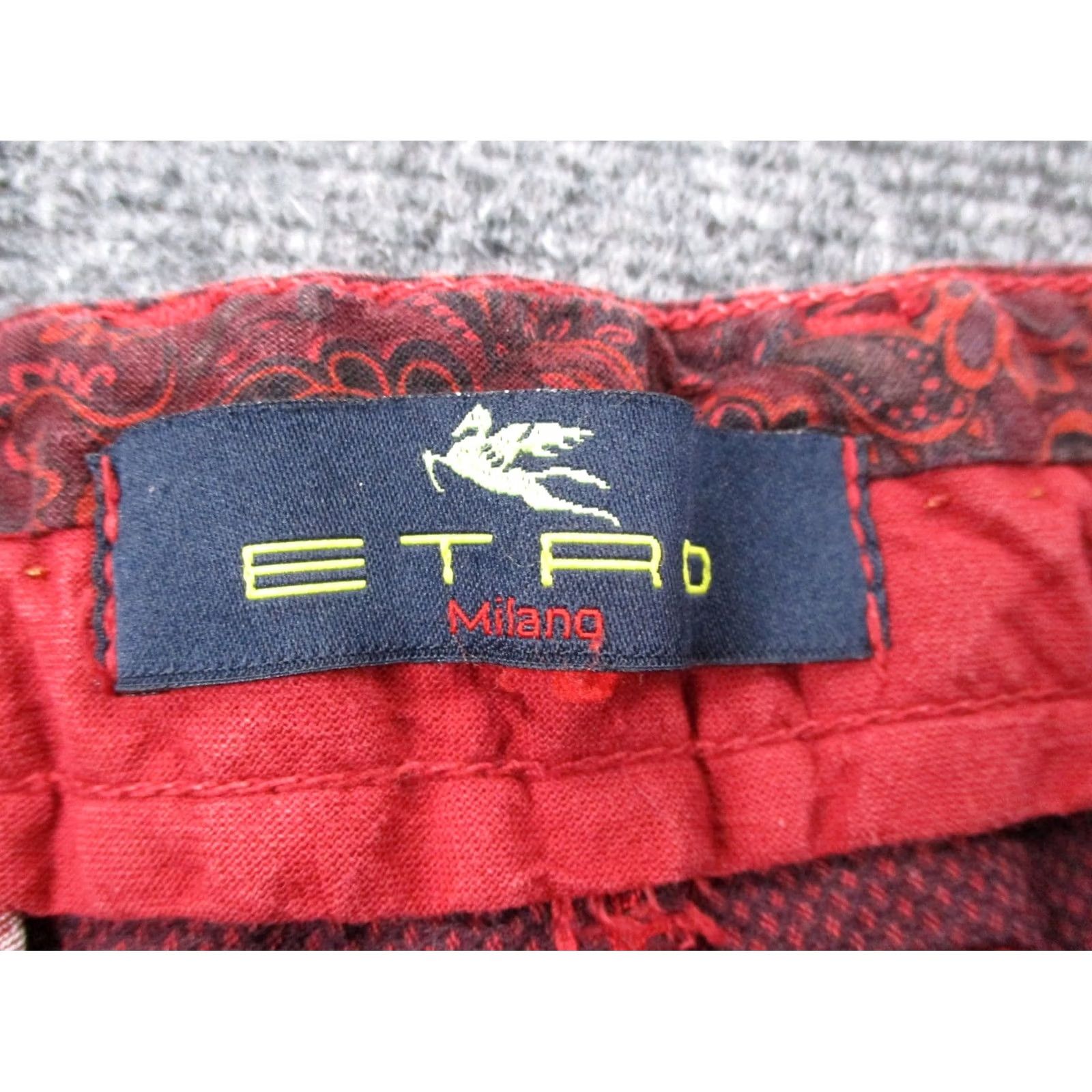 Etro Etro Mens Pants 32x34 Red Chino Straight Knit Cotton Lycra Button Zip Flat Front Logo Vintage: No Size US 32 / EU 48 - 7 Thumbnail