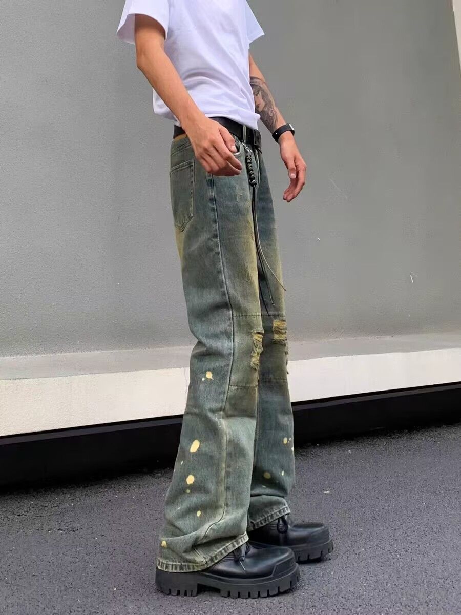 Japanese Brand × Jean Retro nostalgic washed ripped jeans with splashes of ink Size US 32 / EU 48 - 2 Thumbnail