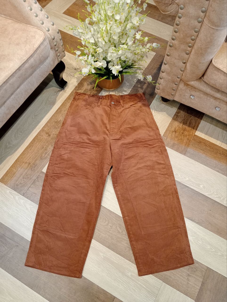 GU GU JAPAN DOUBLE KNEE WIDE BAGGY CORDUROY PANTS Size US 35 - 1 Thumbnail