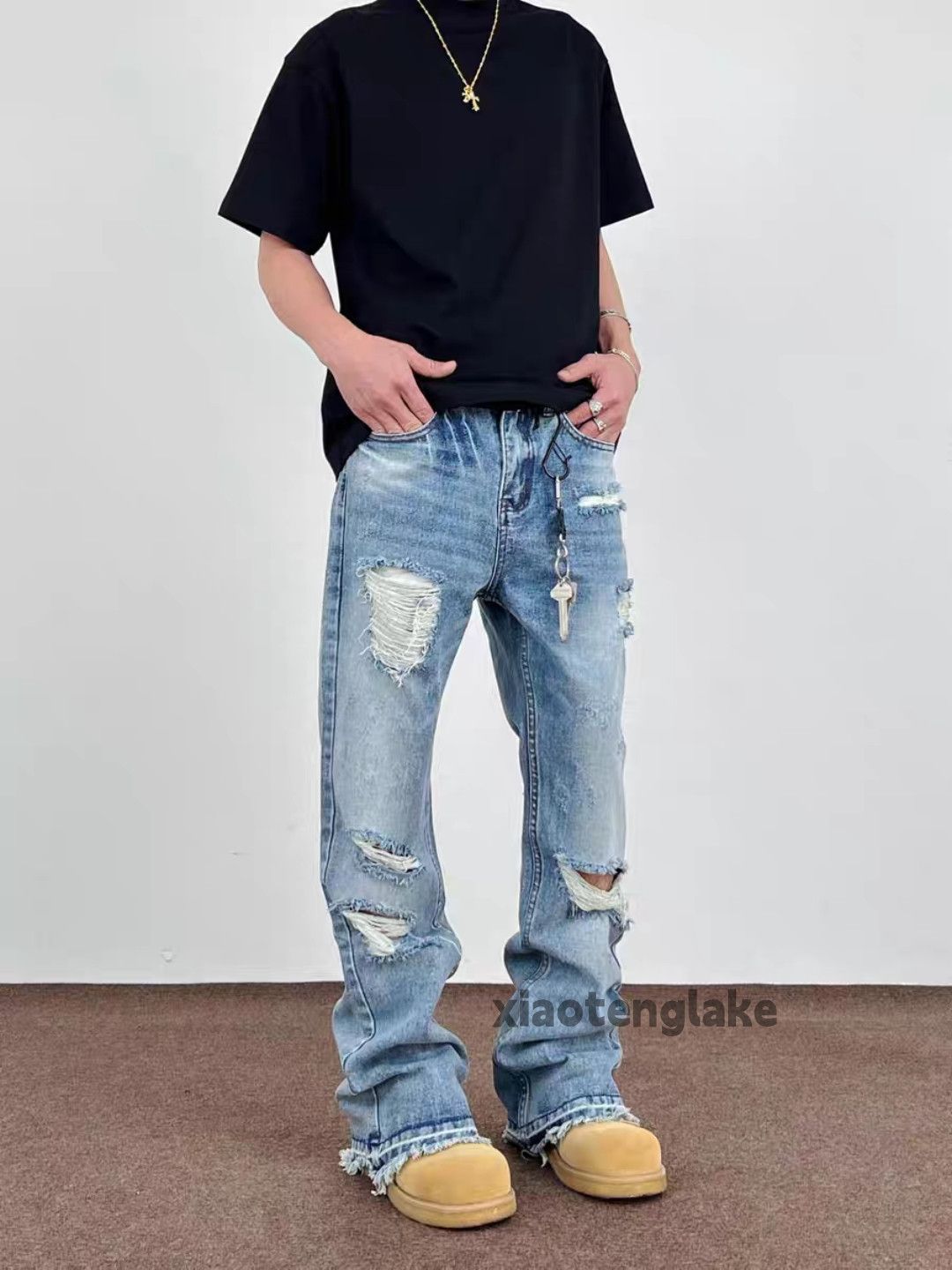 Jean × Vintage Washed faded utility punk grunge ripped damaged jeans Size US 36 / EU 52 - 3 Thumbnail