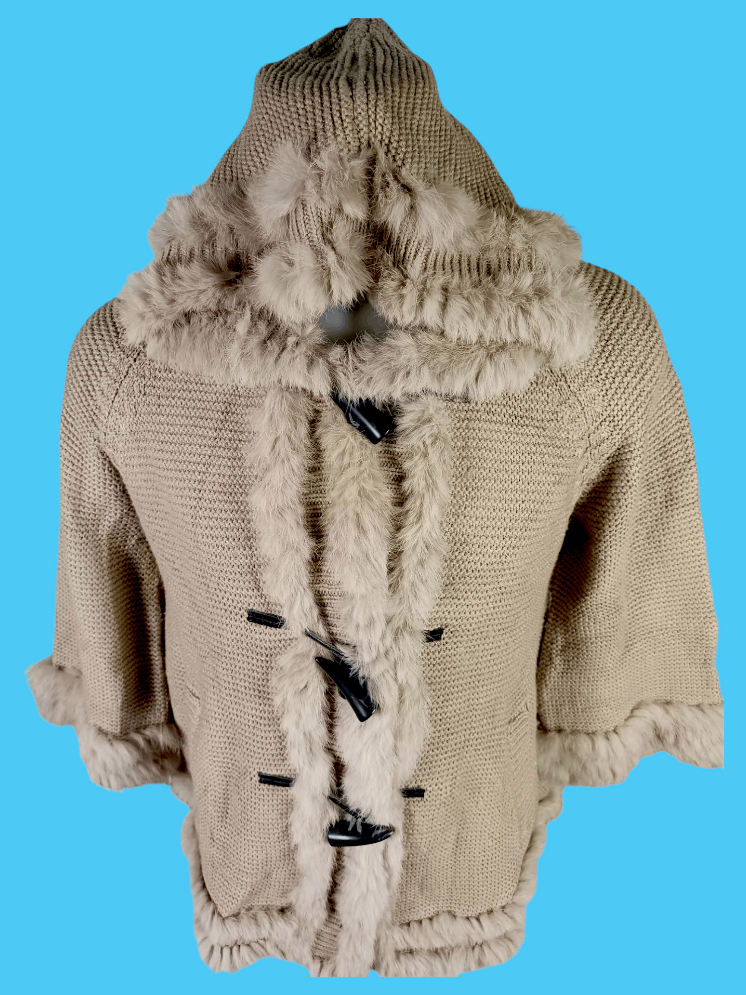 Japanese Brand × Le Grande Bleu (L.G.B.) VICKY Faux Fur Knit Toggle Design Mohair Duffle Jacket Size US L / EU 52-54 / 3 - 3 Thumbnail