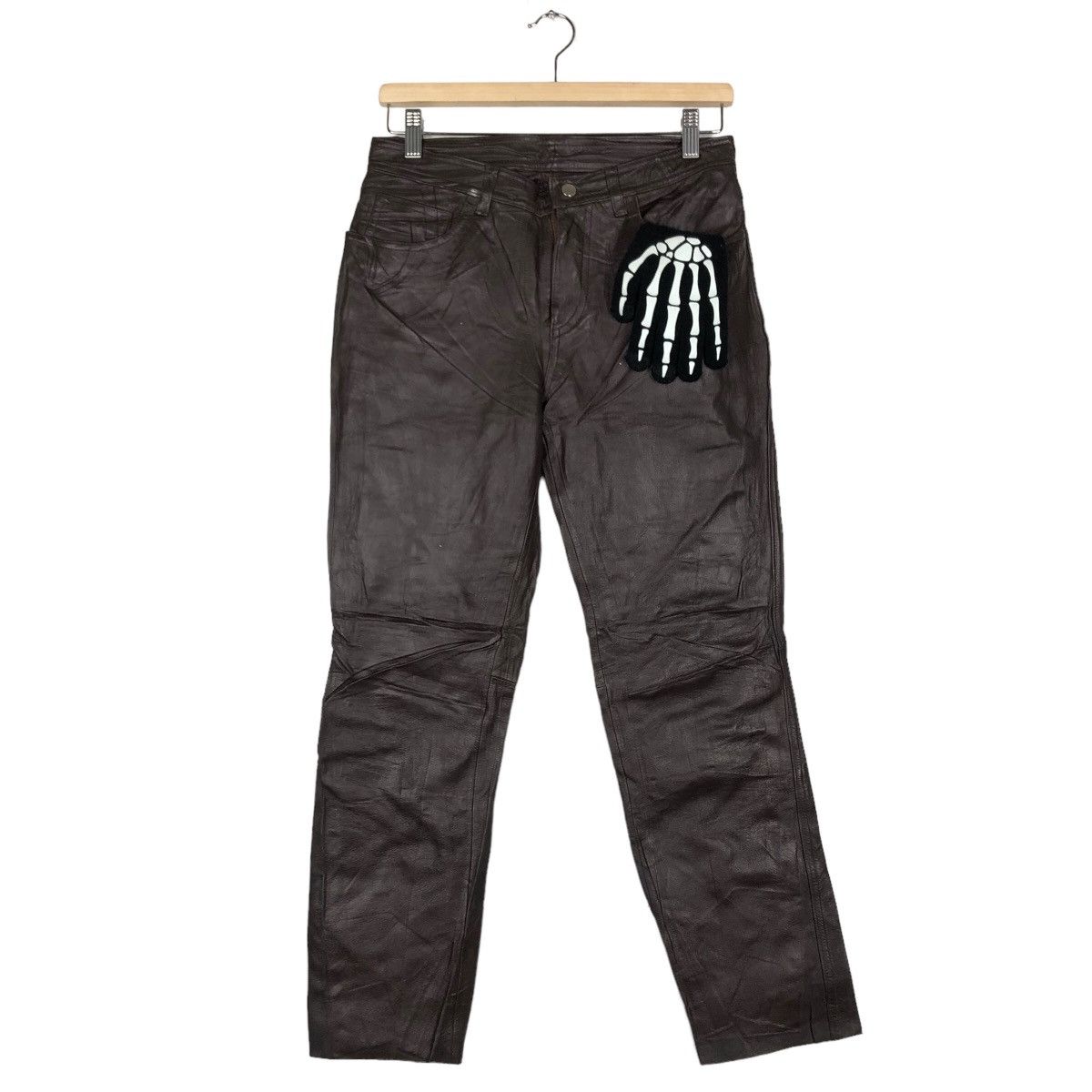 Genuine Leather 🔥Vintage Rich Brown Genuine Leather Pants Union Made Method Size US 28 / EU 44 - 2 Thumbnail
