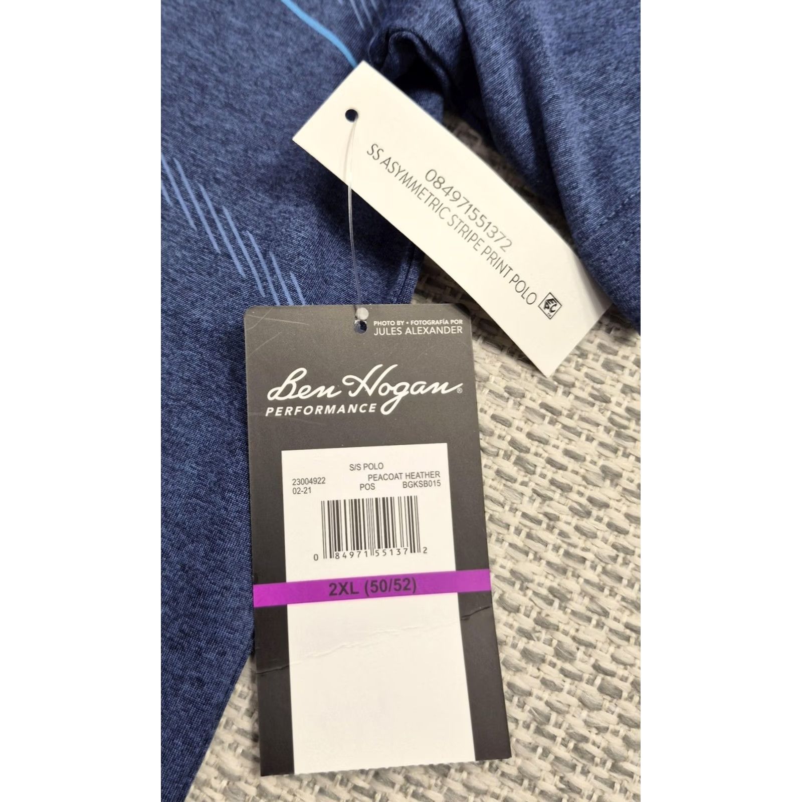 Hogan Ben Hogan Golf Polo Shirt Mens 2XL Blue Asymmetric Stripe Performance Stretch Polo Shirt S2XL Mens Blue Stripe Golf Polo Size US XXL / EU 58 / 5 - 6 Thumbnail